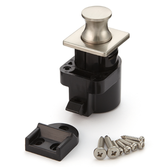 Push Knob Latch - Square - Satin Nickel