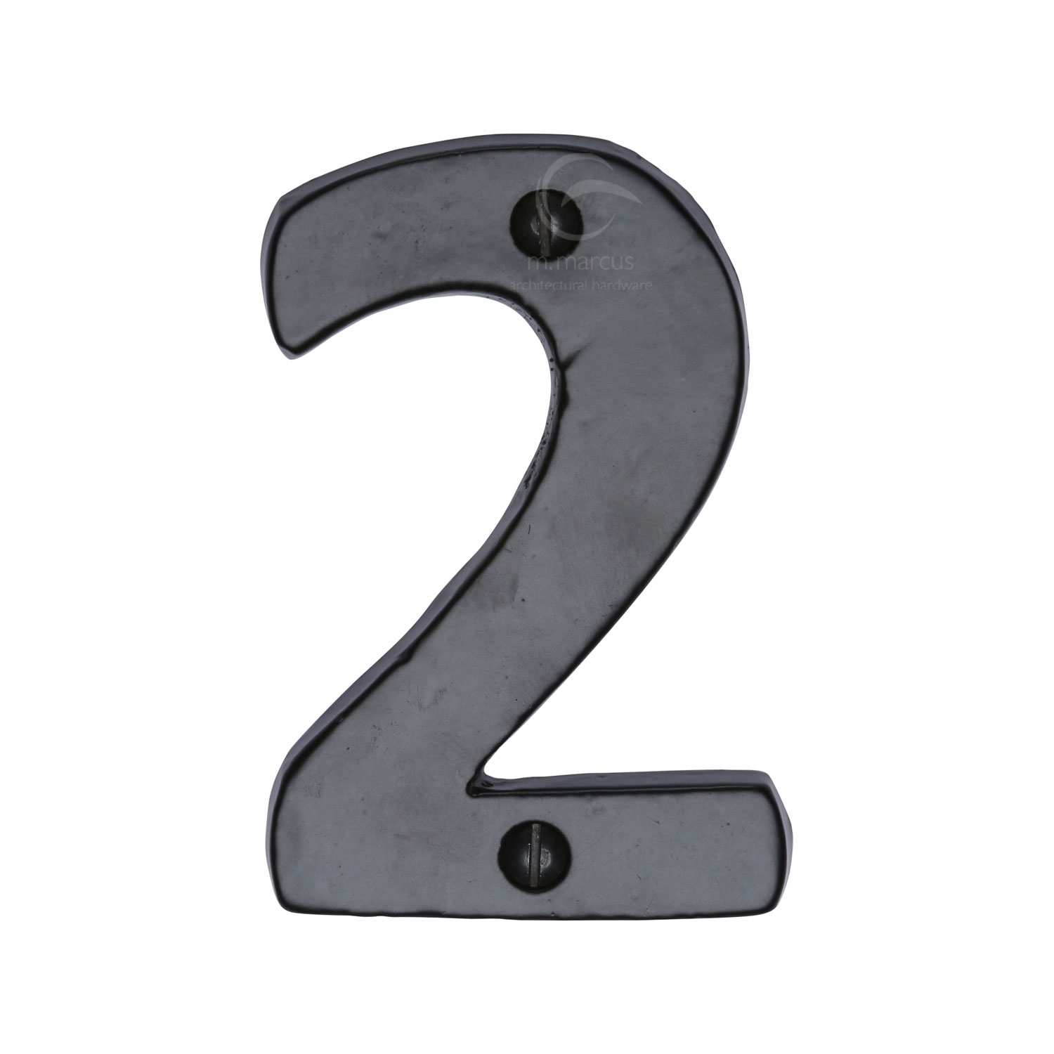Black Iron Rustic Numeral 2 Face Fix 76mm (3")