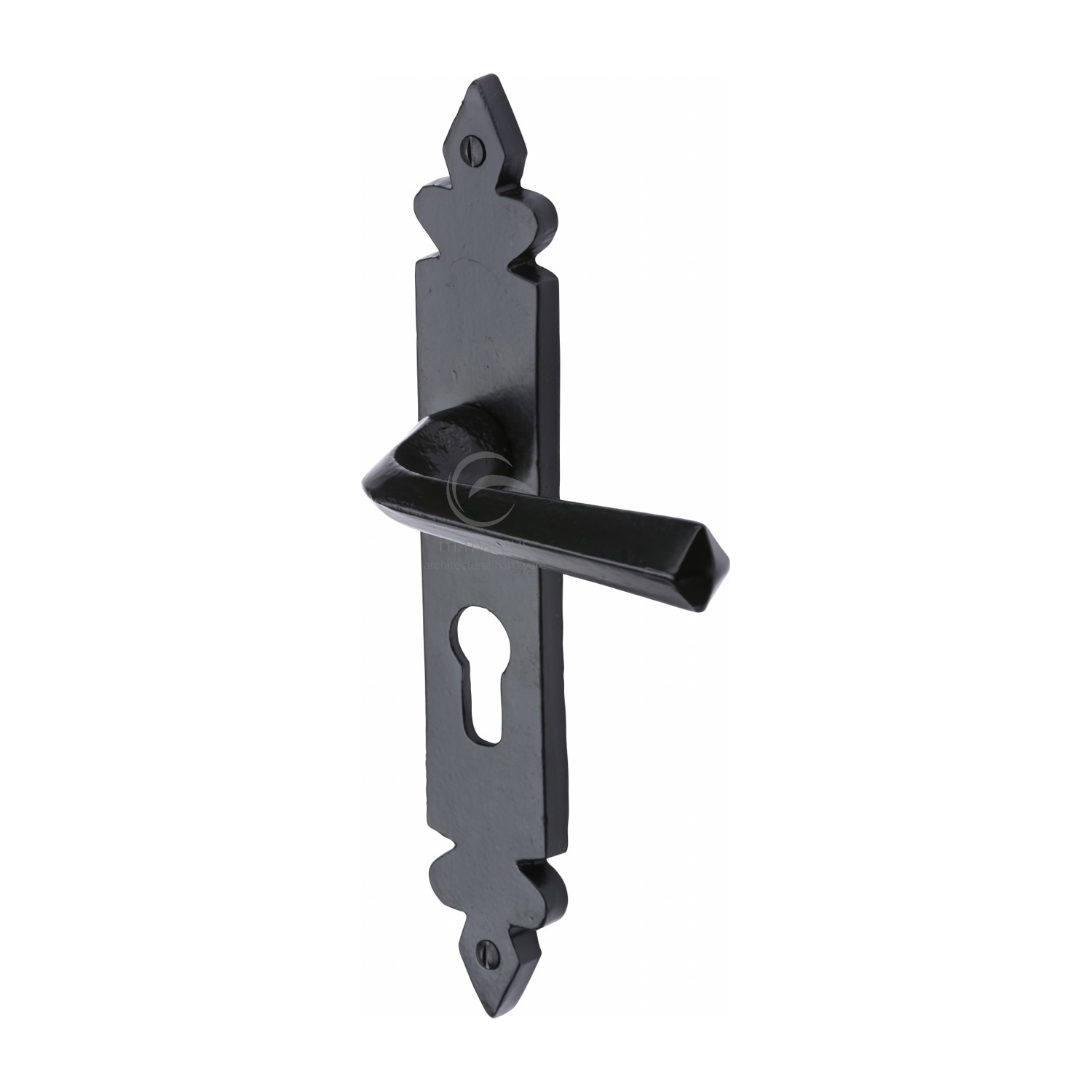 Black Iron Rustic Door Handle Euro Profile Plate Ironbridge Design