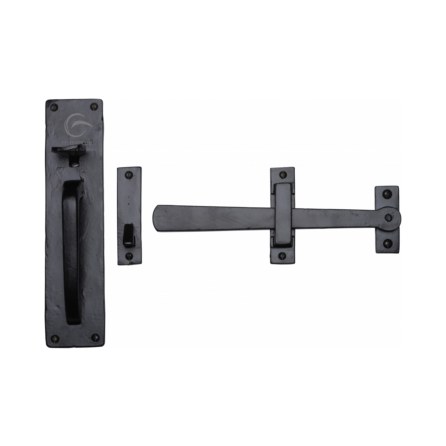 Black Iron Rustic Gate Latch - Backplate 218mm - Lever 218mm