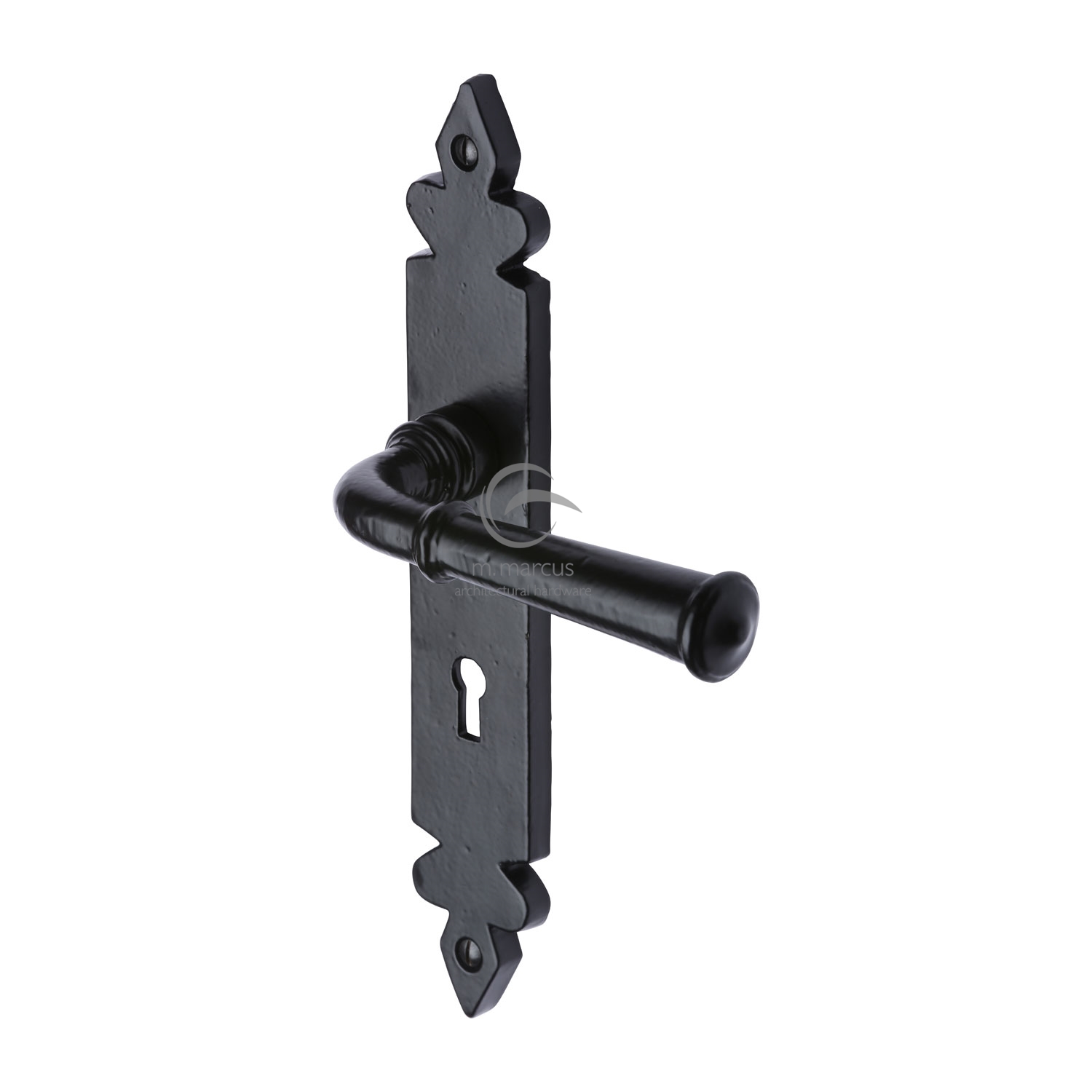 Black Iron Rustic Door Handle Lever Lock Ludlow Design