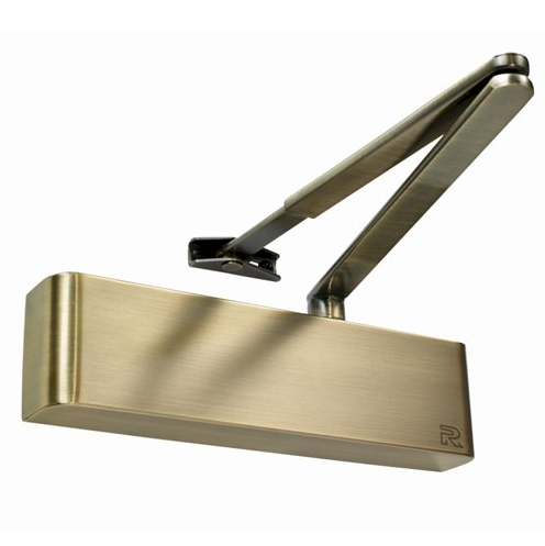 P-Door Closer with Backcheck - Size 2-4 - Semi Radiused Cover - Antique Brass