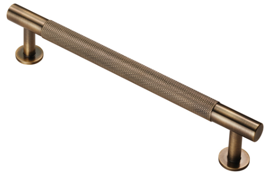 Knurled Cabinet Handle - 1160mm c/c,90mm o/a - Antique Brass