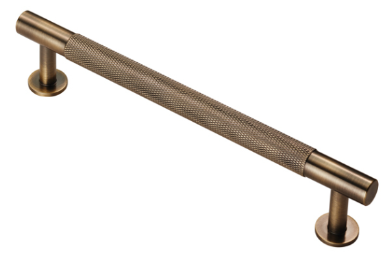 P-Knurled Cabinet Handle - 320mm c/c - 350mm o/a - Antique Brass