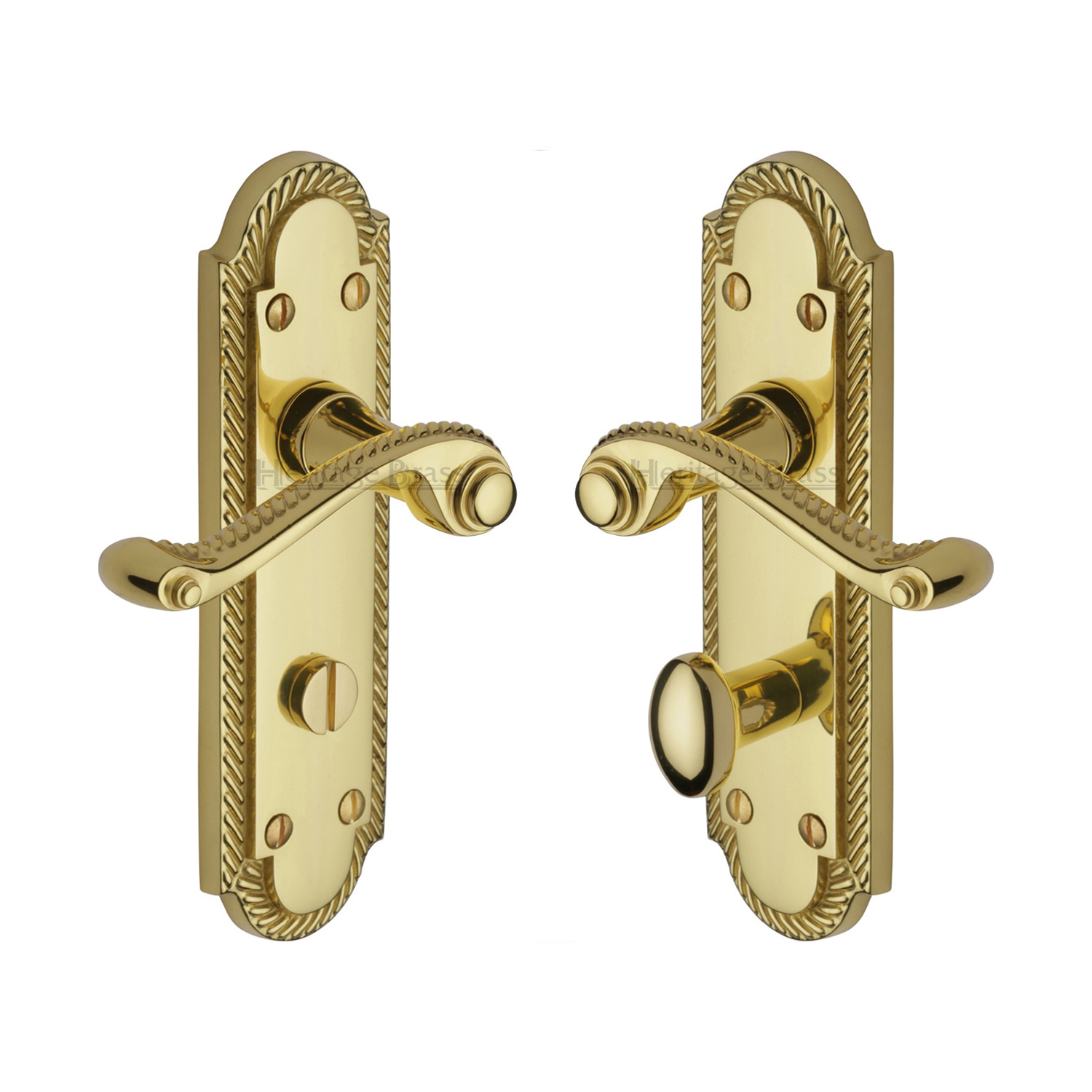 Heritage Brass Door Handle for Bathroom Gainsborough Design
