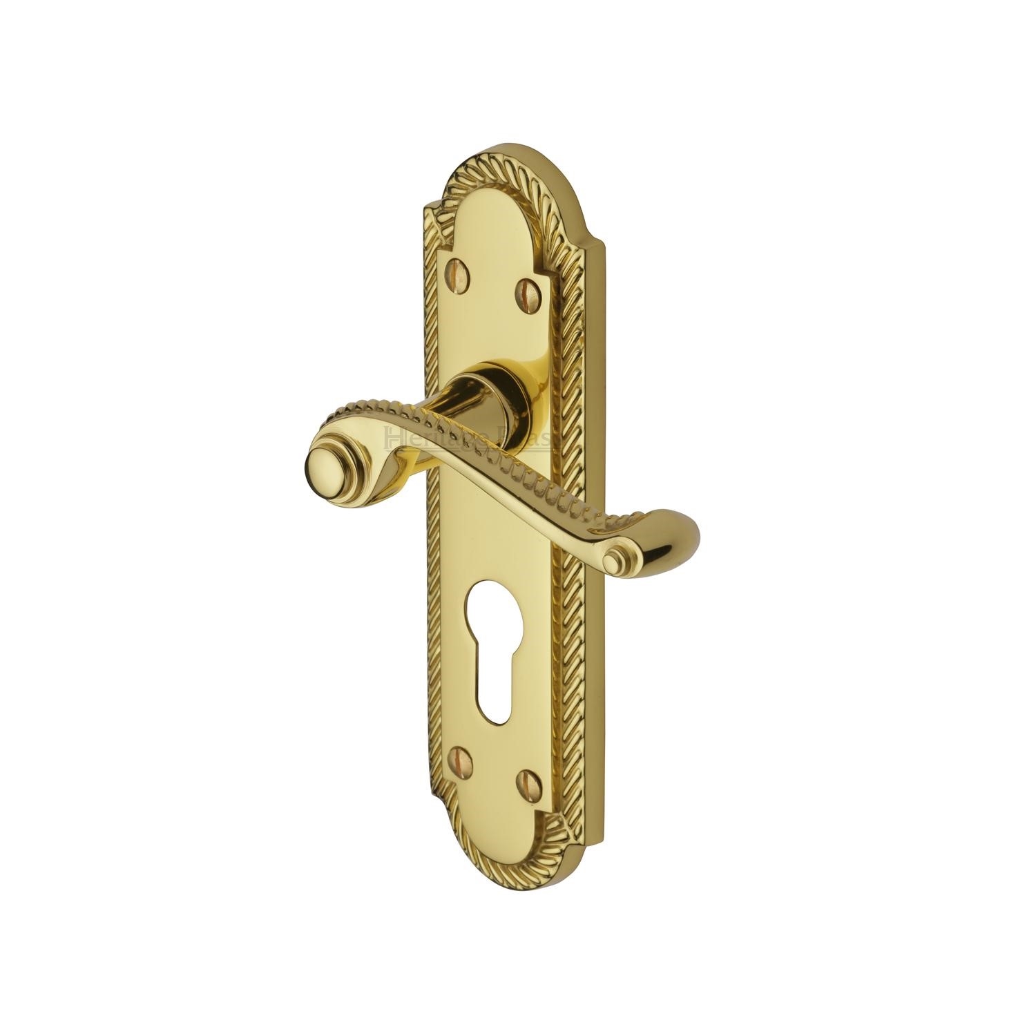 Heritage Brass Door Handle for Euro Profile Plate Gainsborough Design