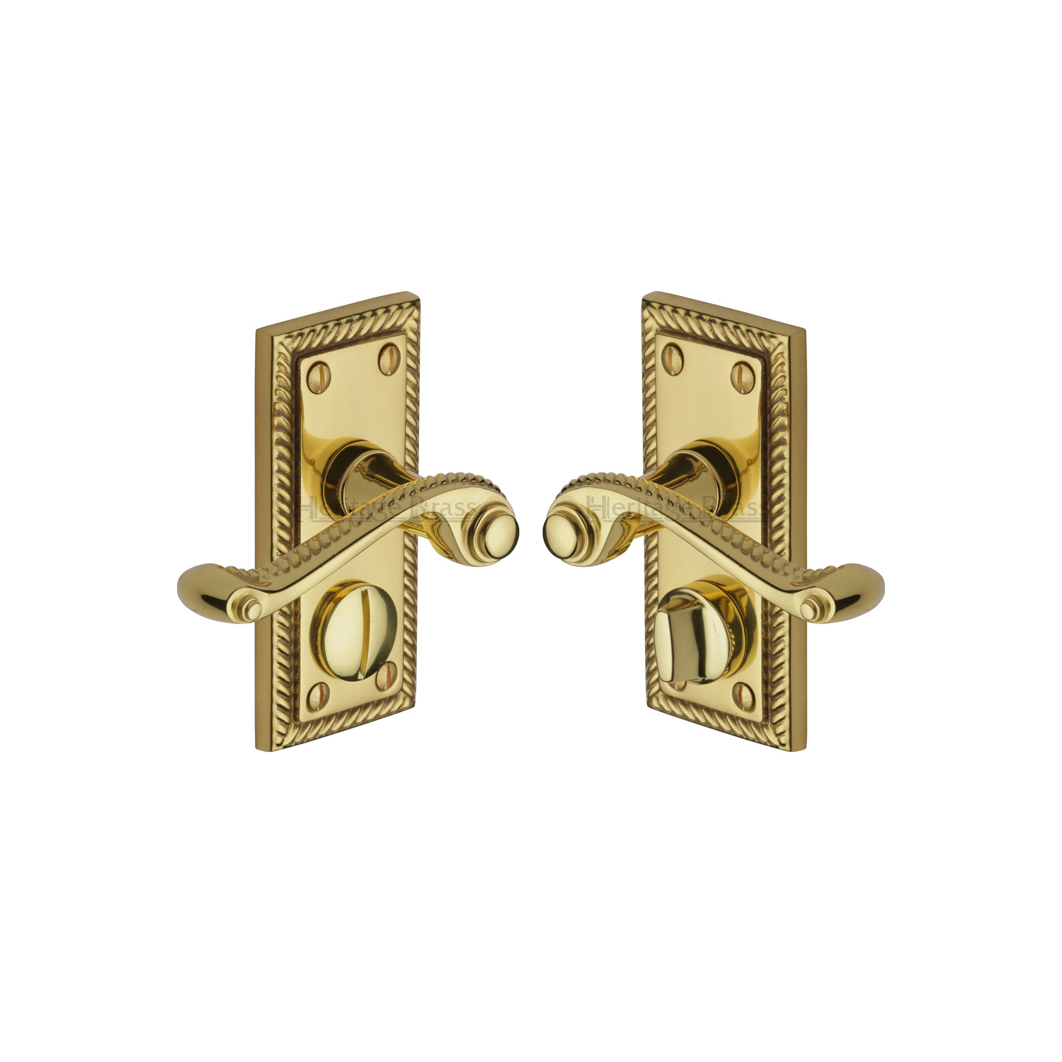 Heritage Brass Door Handle for Privacy Set Georgian Short Design