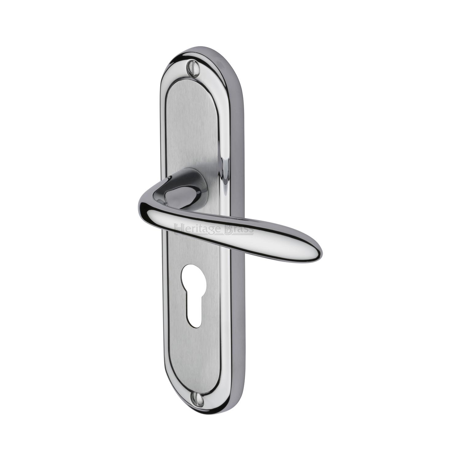 Heritage Brass Door Handle for Euro Profile Plate Henley Design