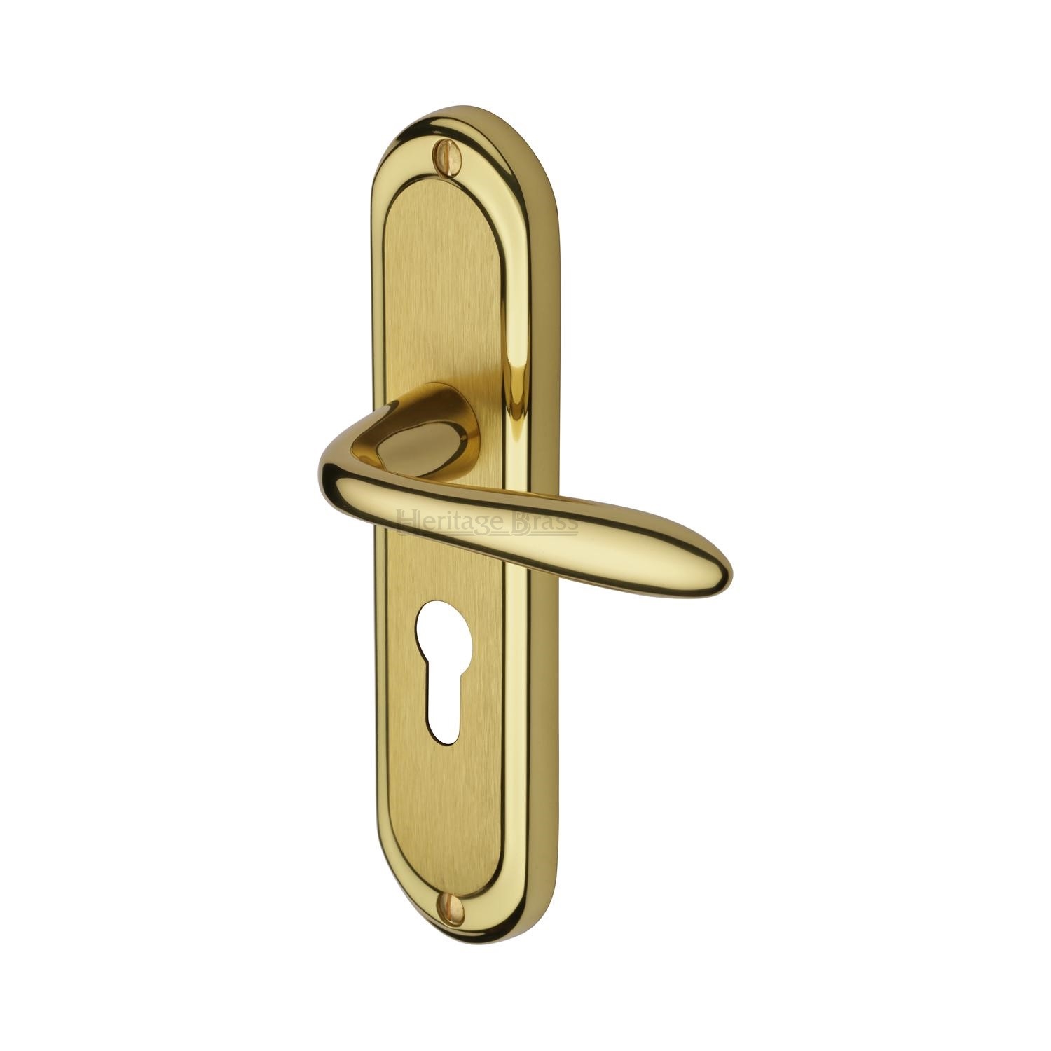 Heritage Brass Door Handle for Euro Profile Plate Henley Design