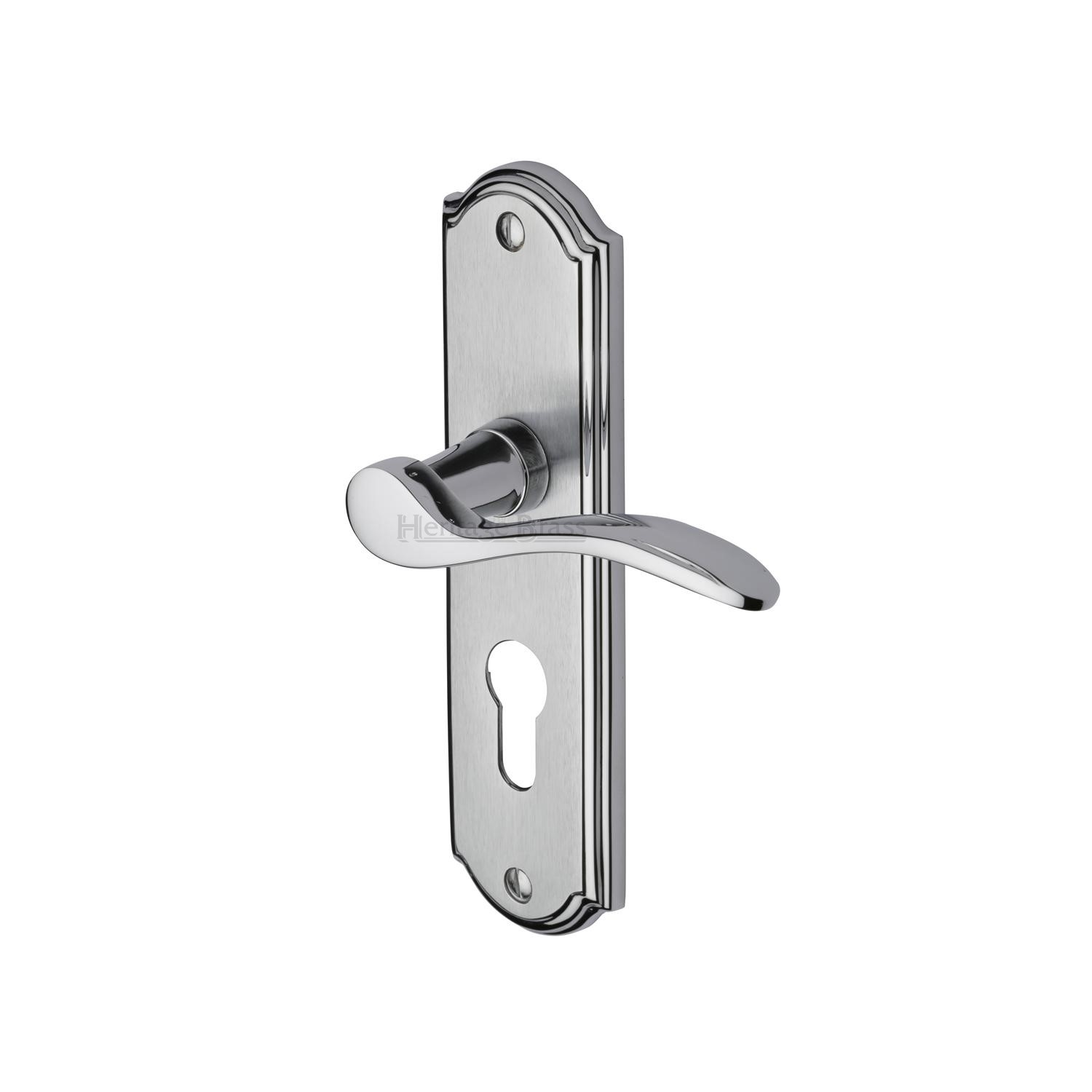 Heritage Brass Door Handle for Euro Profile Plate Howard Design