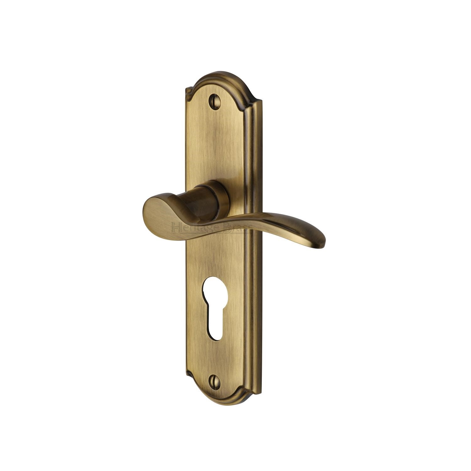 Heritage Brass Door Handle for Euro Profile Plate Howard Design