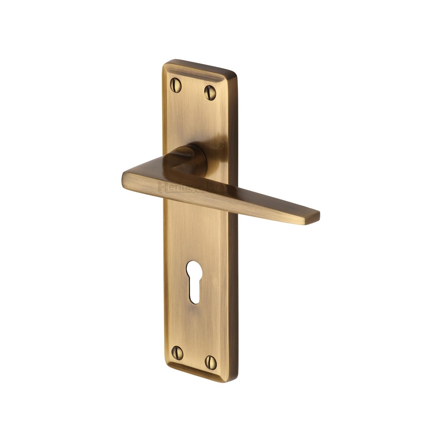 Heritage Brass Door Handle Lever Lock Kendal Design