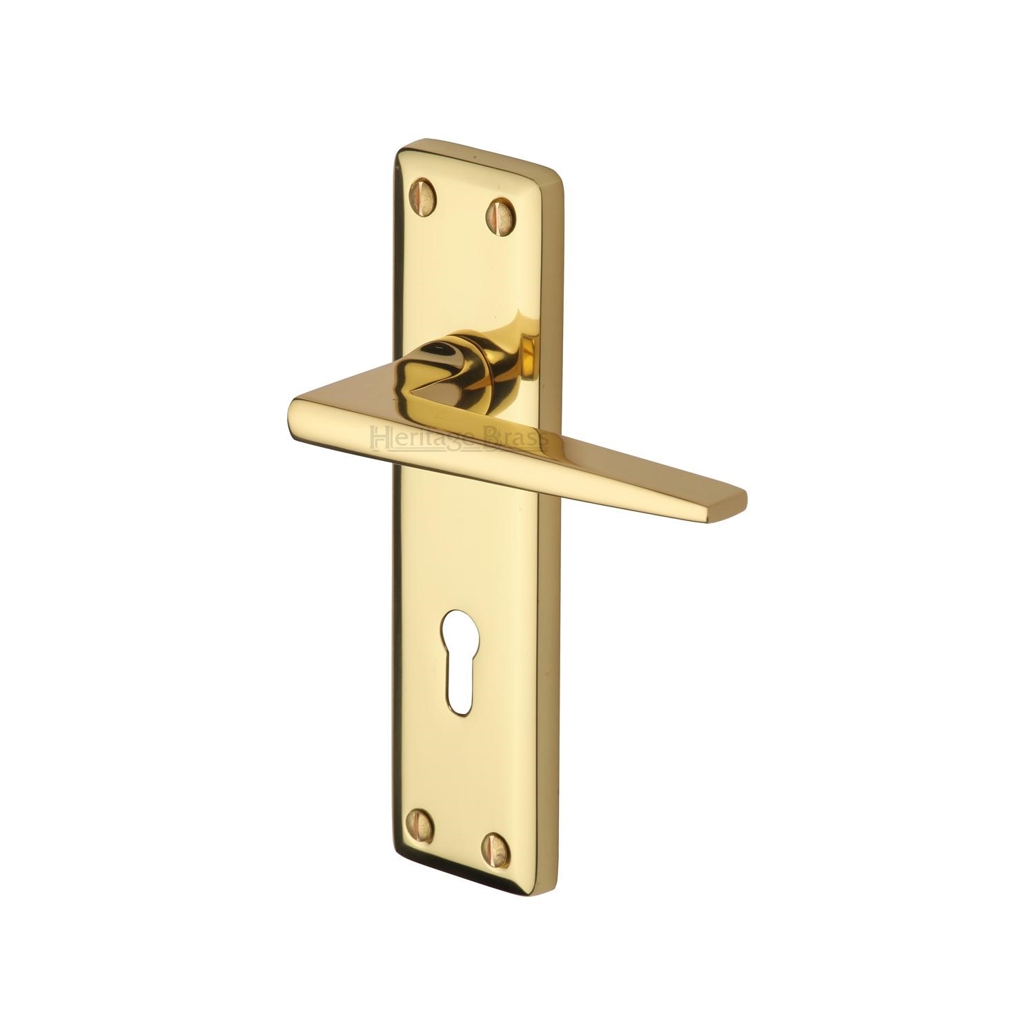 Heritage Brass Door Handle Lever Lock Kendal Design