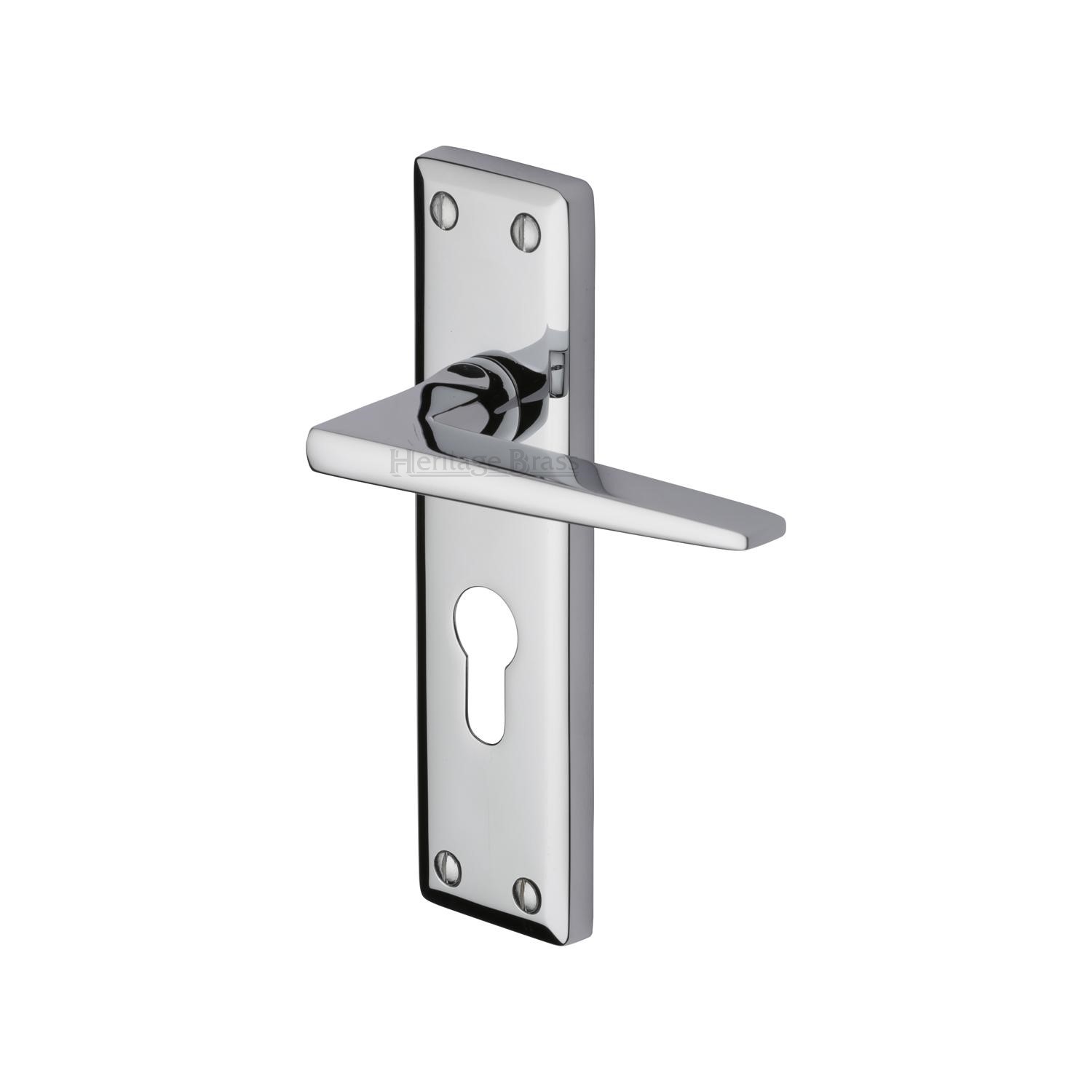 Heritage Brass Door Handle for Euro Profile Plate Kendal Design