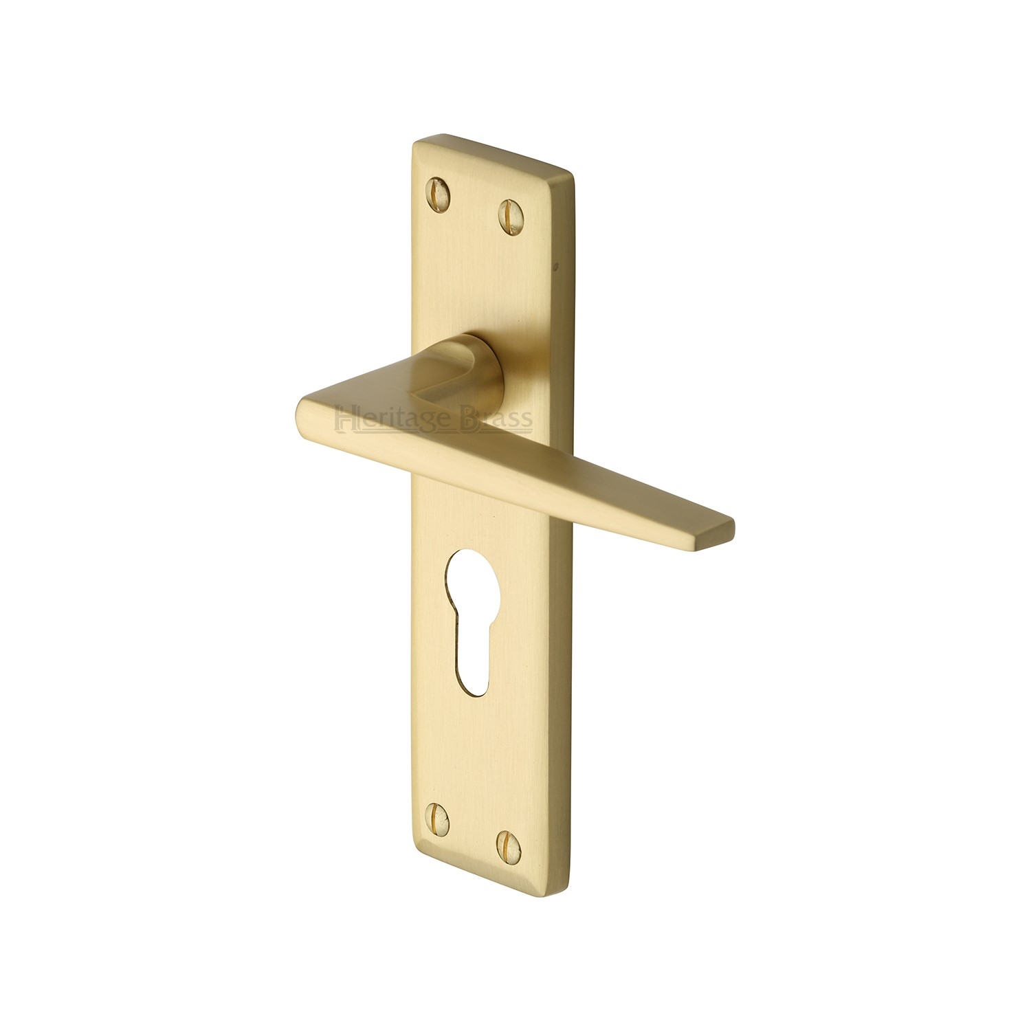 Heritage Brass Door Handle for Euro Profile Plate Kendal Design