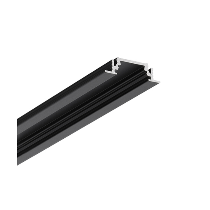 P-LED Recessed inc Black Push-on Diffuser - 2000mm - Black Profile