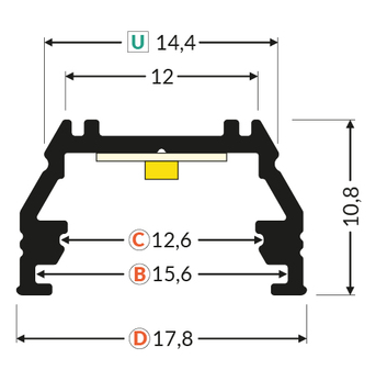 LED Dual Aluminium Profile with White Push-on Diffuser - 2000mm