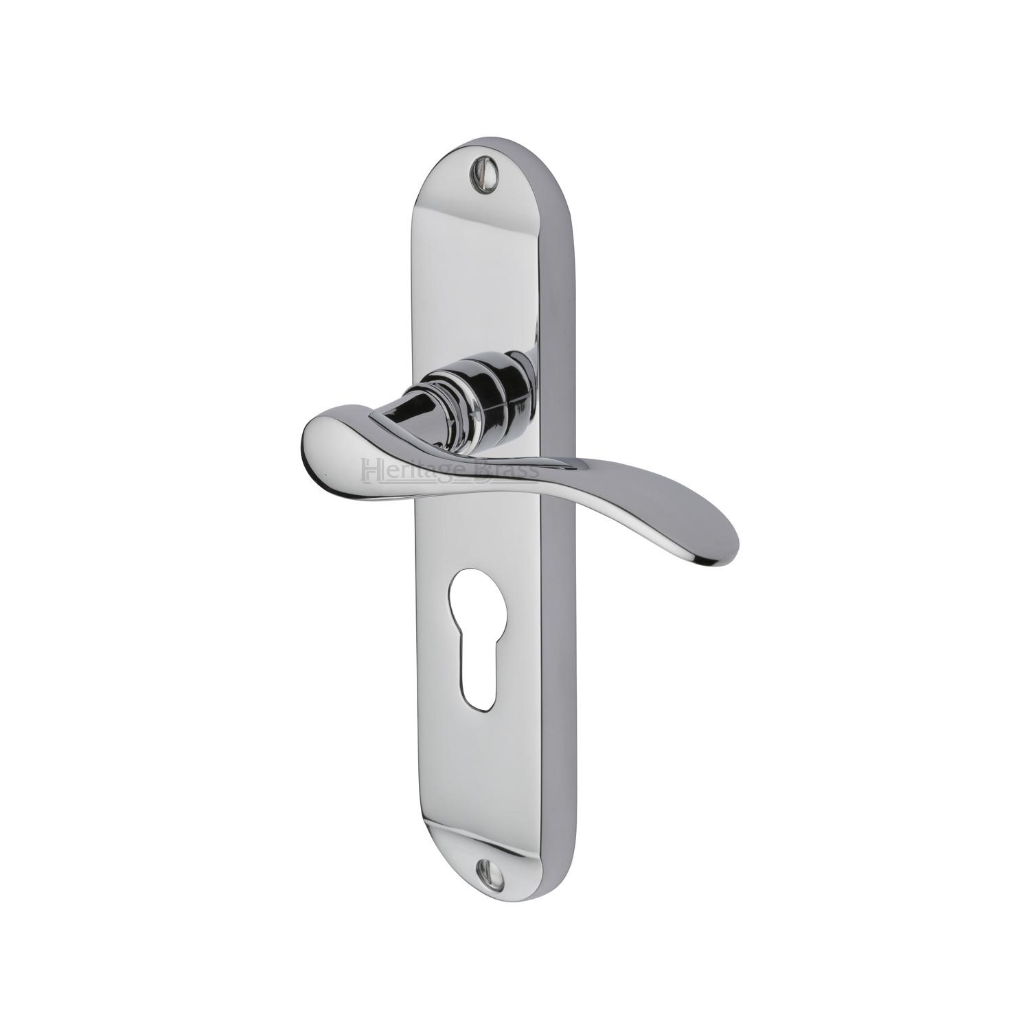 Heritage Brass Door Handle for Euro Profile Plate Maya Design