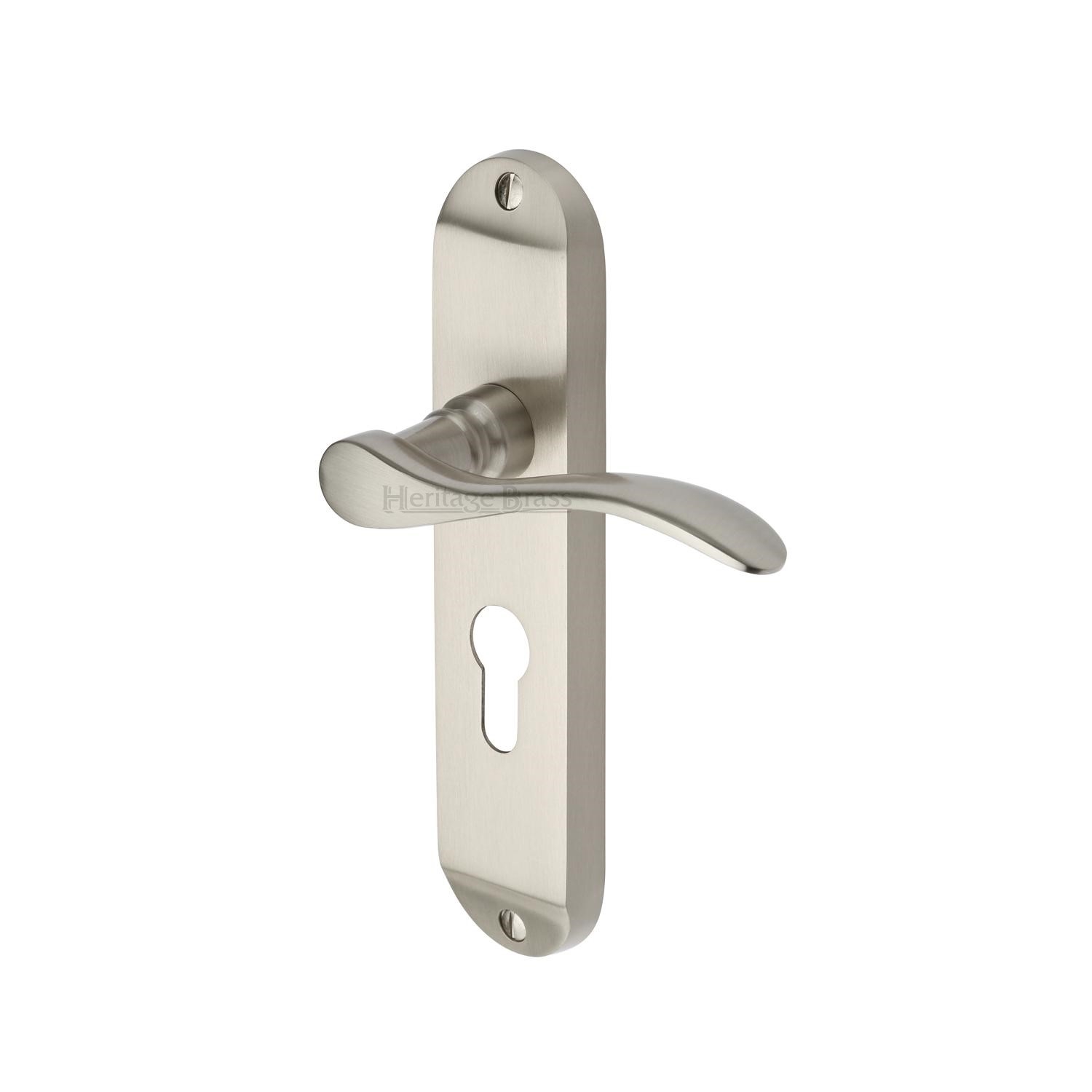 Heritage Brass Door Handle for Euro Profile Plate Maya Design