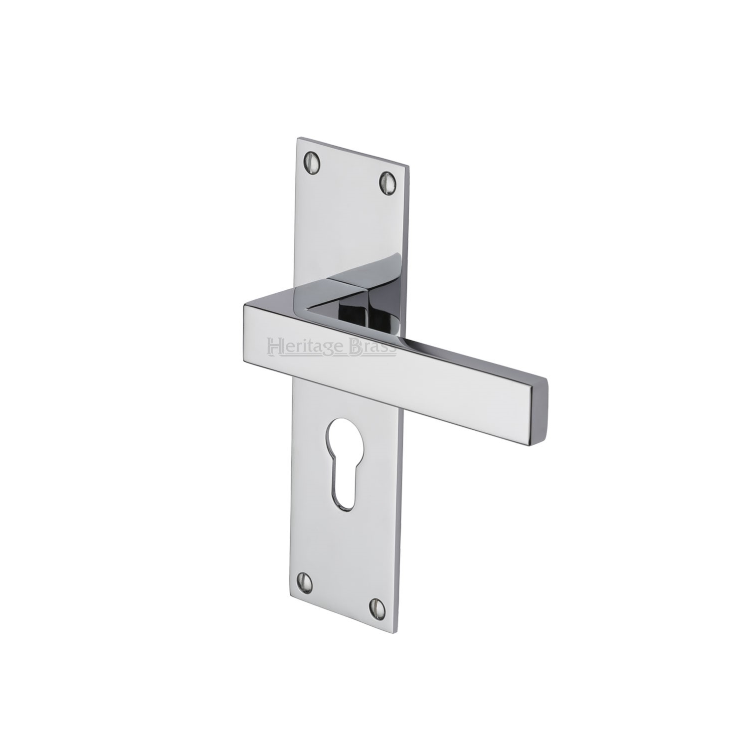 Heritage Brass Door Handle for Euro Profile Plate Metro Design
