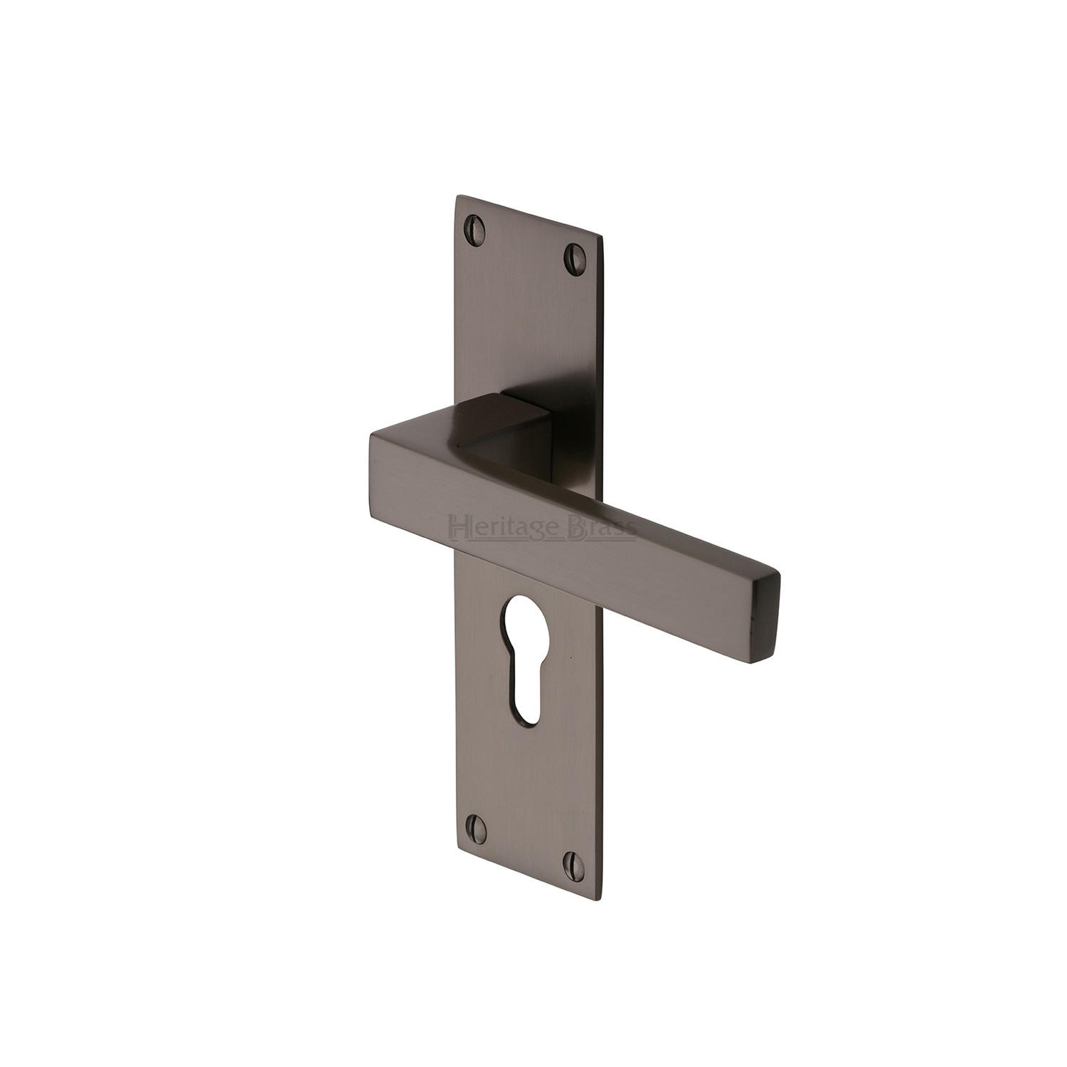 Heritage Brass Door Handle for Euro Profile Plate Metro Design