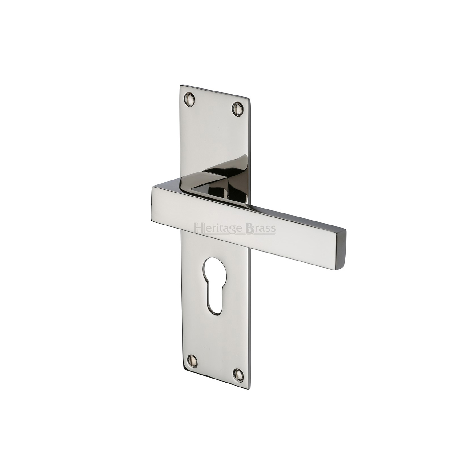 Heritage Brass Door Handle for Euro Profile Plate Metro Design