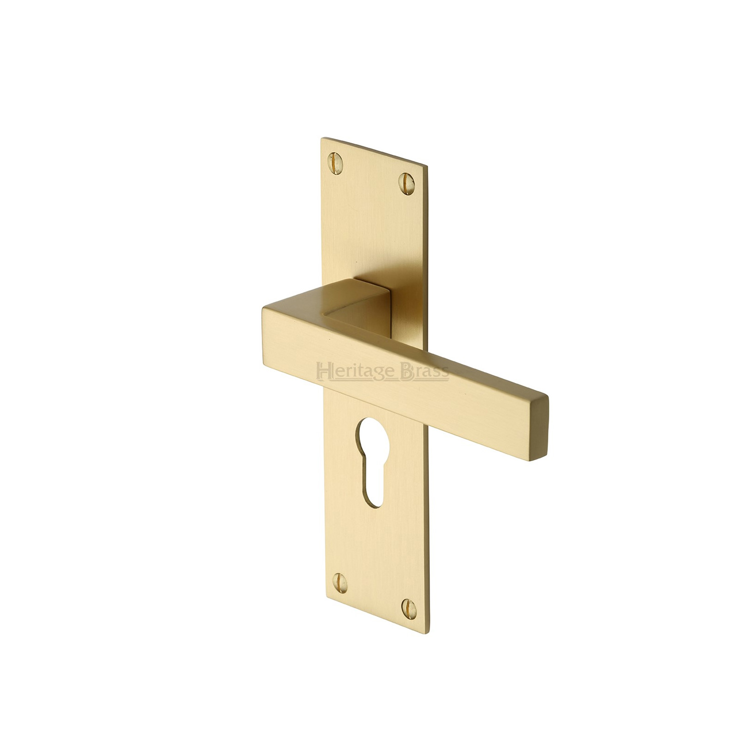 Heritage Brass Door Handle for Euro Profile Plate Metro Design