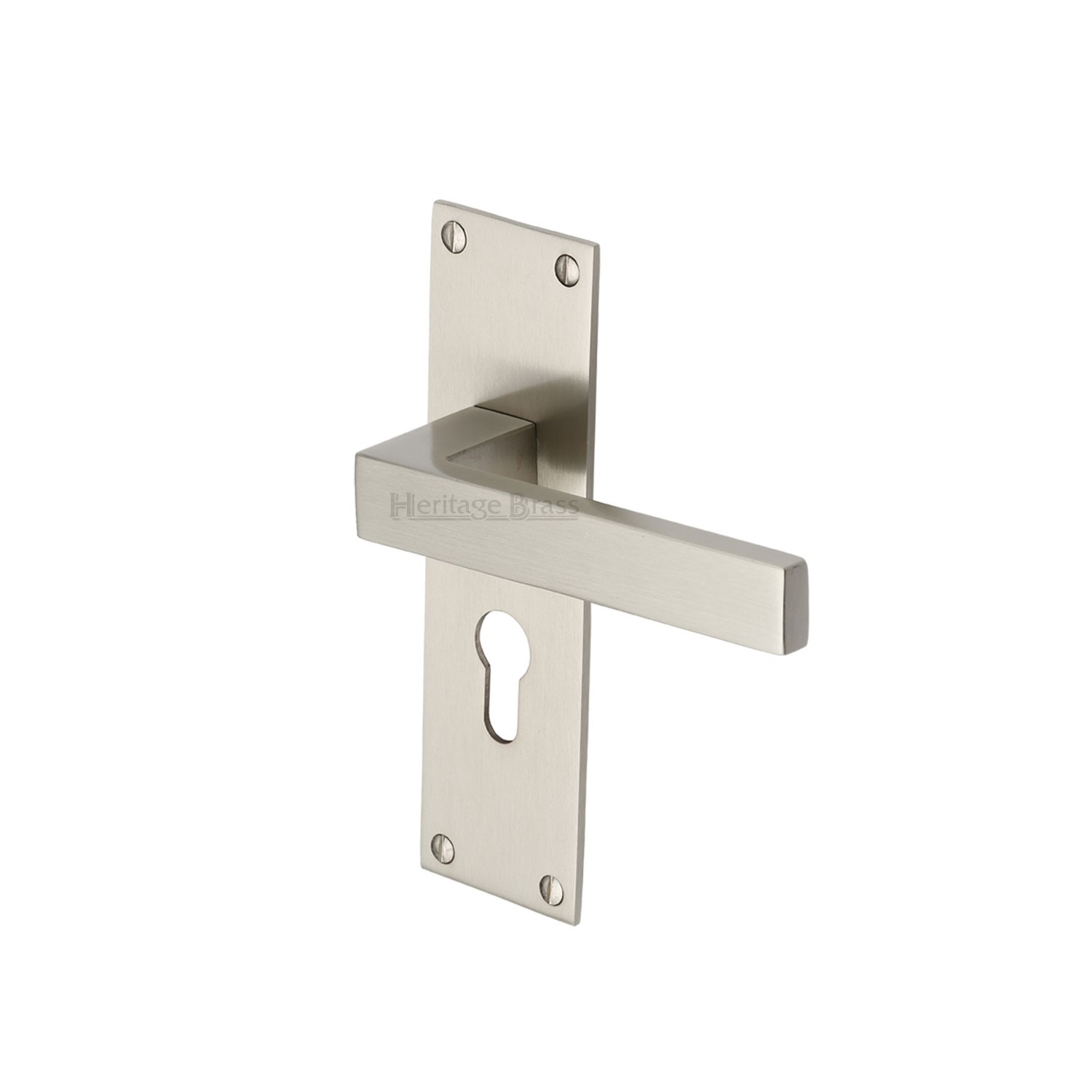 Heritage Brass Door Handle for Euro Profile Plate Metro Design