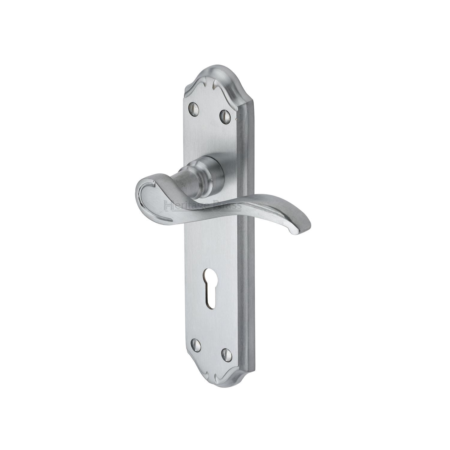 Heritage Brass Door Handle Lever Lock Verona Small Design