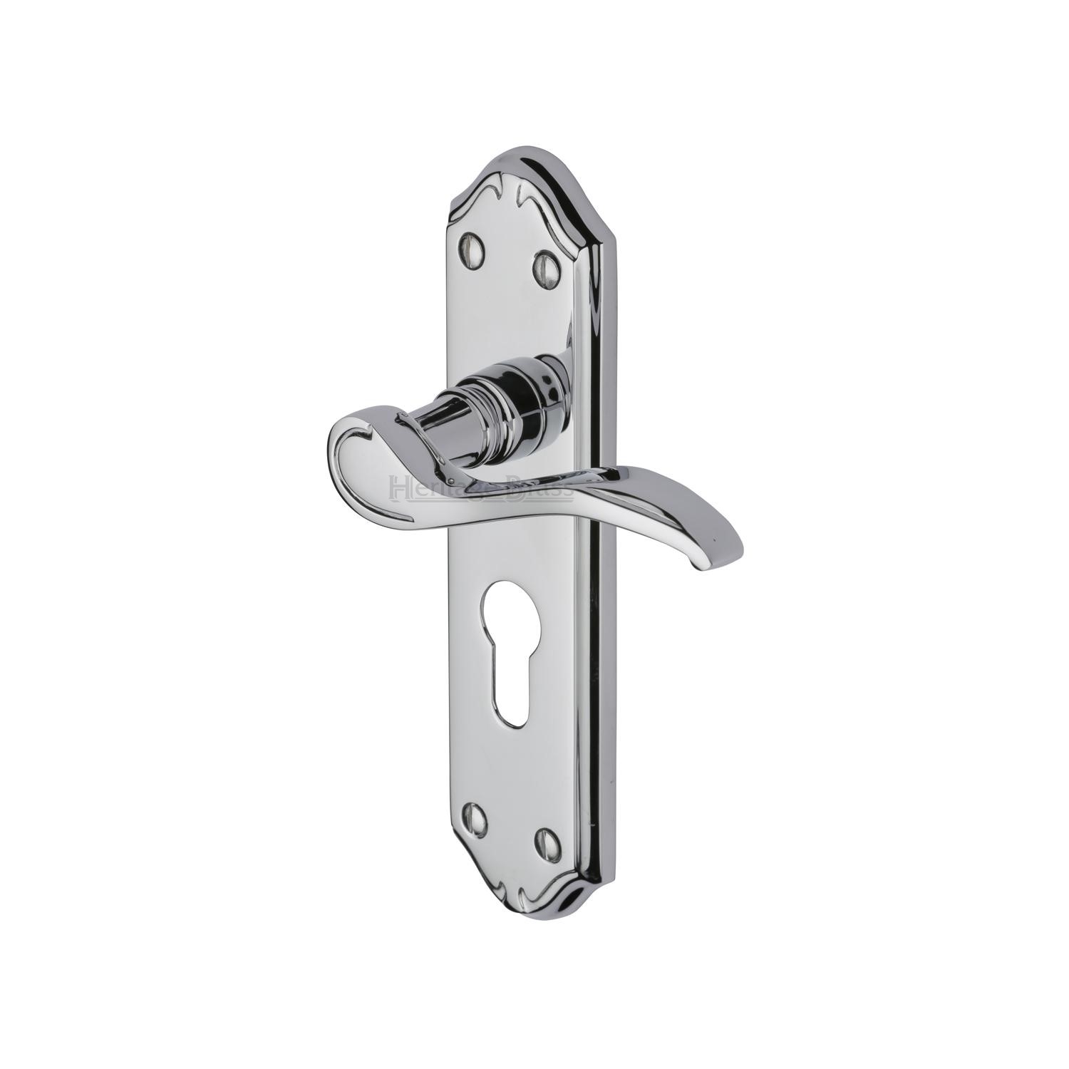 Heritage Brass Door Handle for Euro Profile Plate Verona Small Design