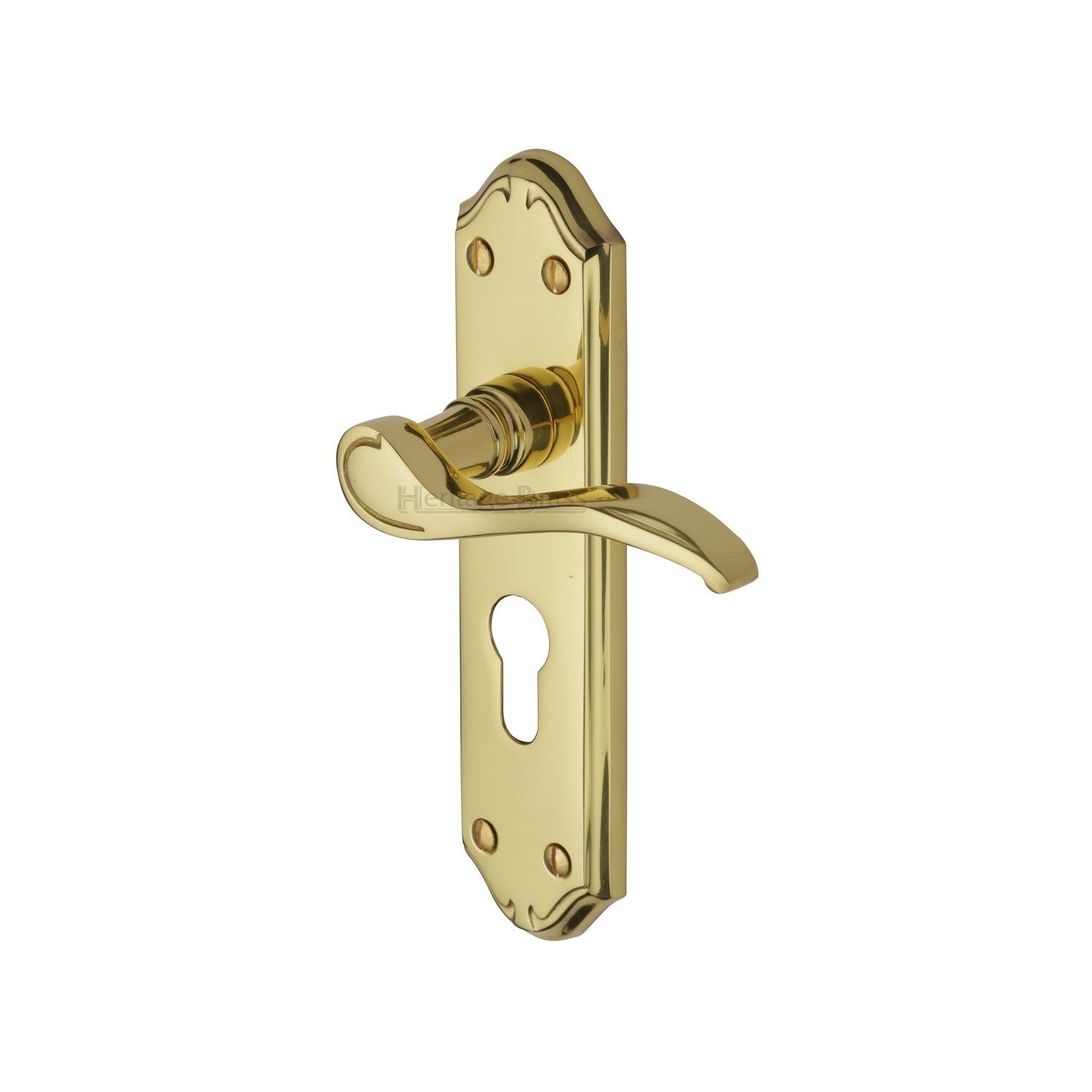 Heritage Brass Door Handle for Euro Profile Plate Verona Small Design