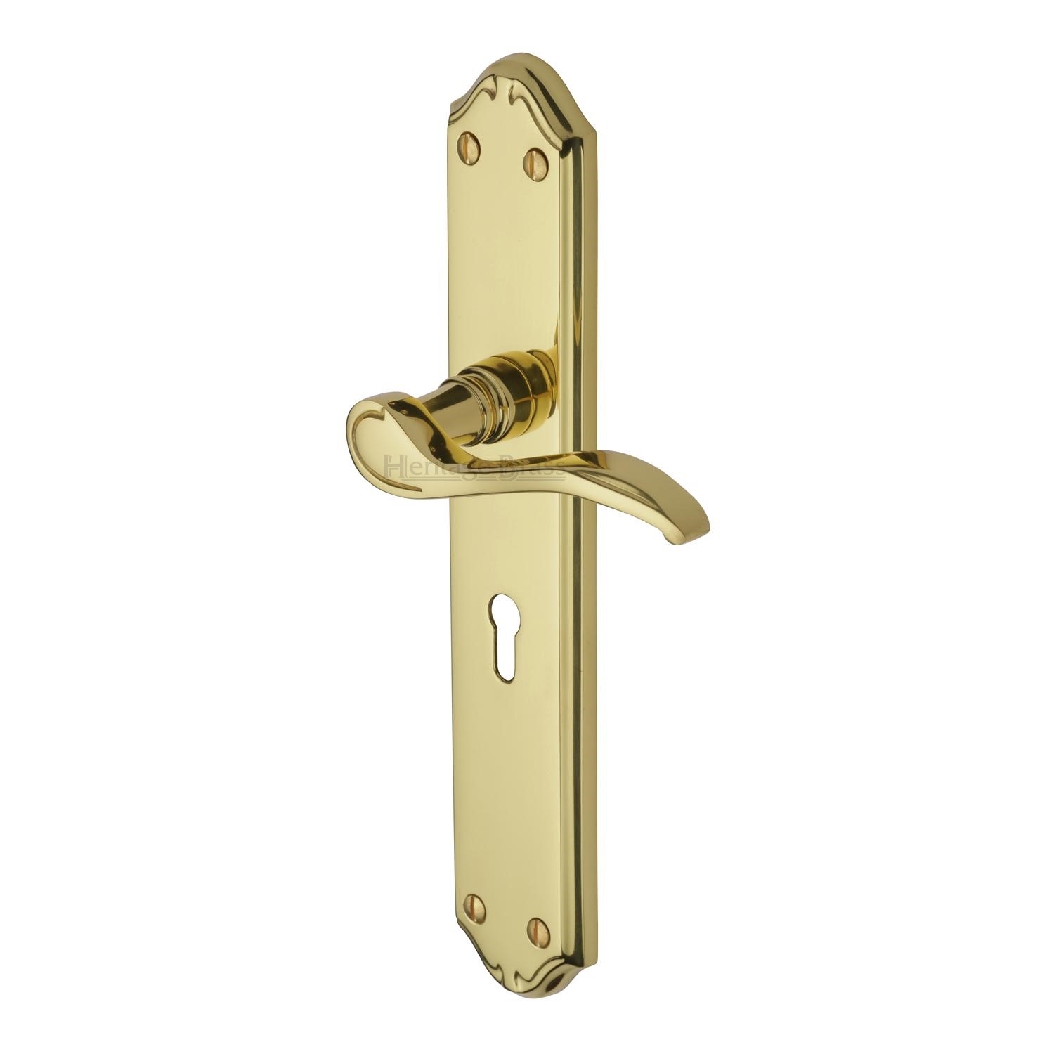 Heritage Brass Door Handle Lever Lock Verona Design