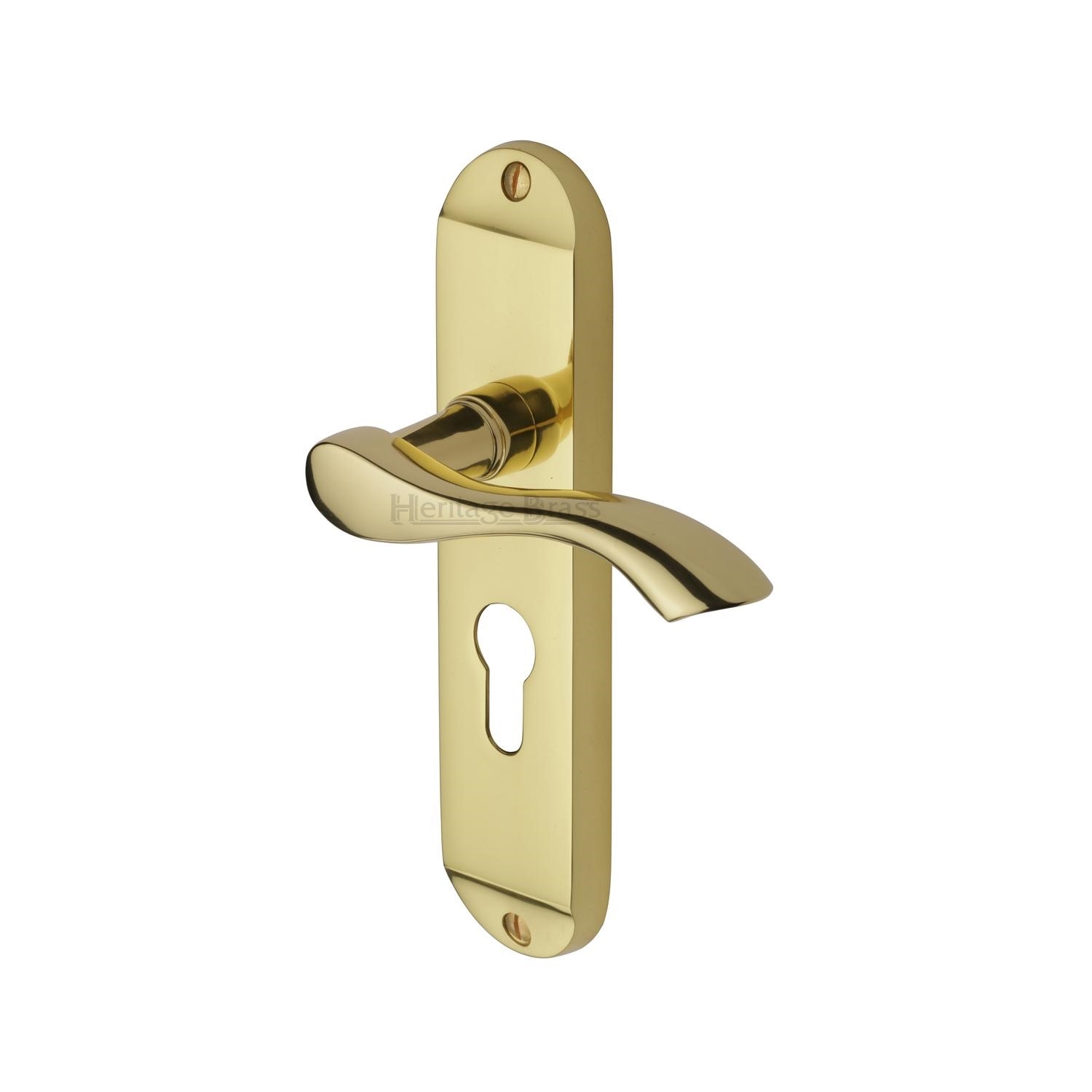 Heritage Brass Door Handle for Euro Profile Plate Algarve Design