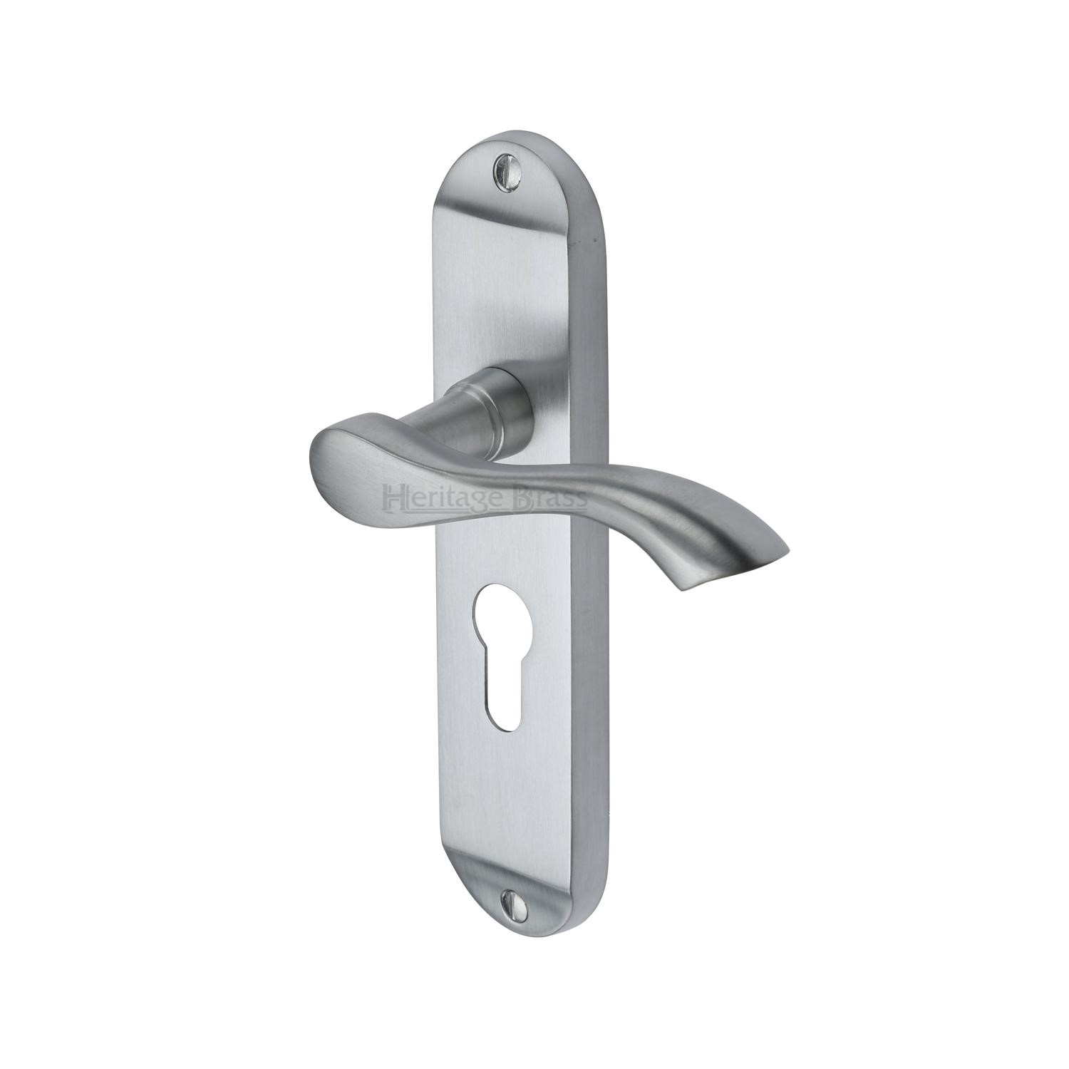 Heritage Brass Door Handle for Euro Profile Plate Algarve Design