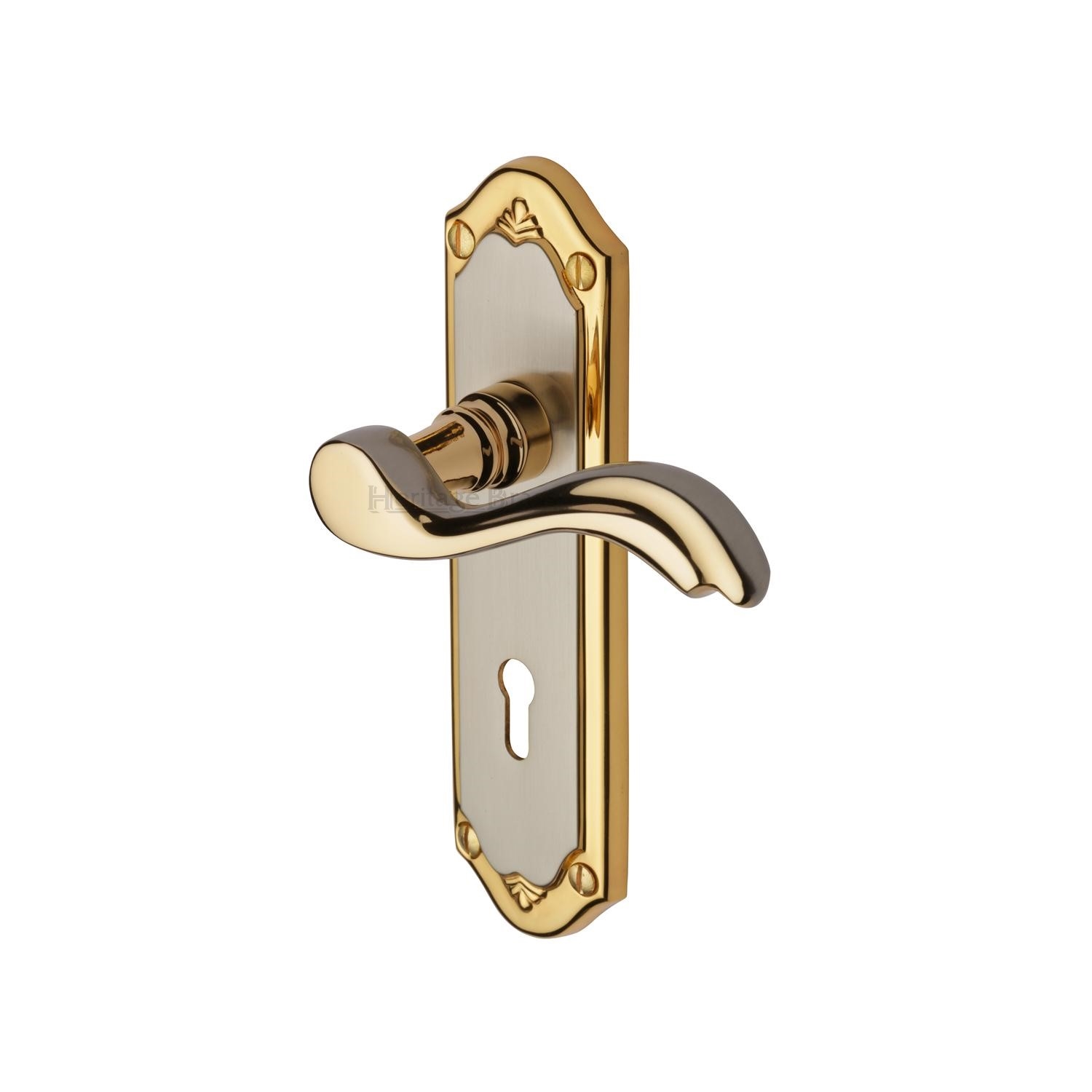 Heritage Brass Door Handle Lever Lock Lisboa Design