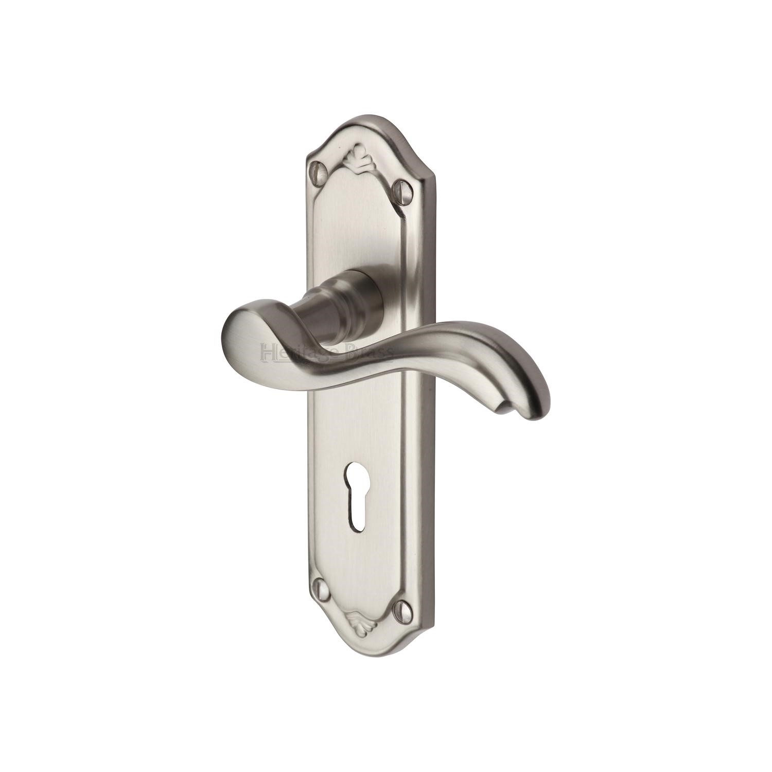 Heritage Brass Door Handle Lever Lock Lisboa Design