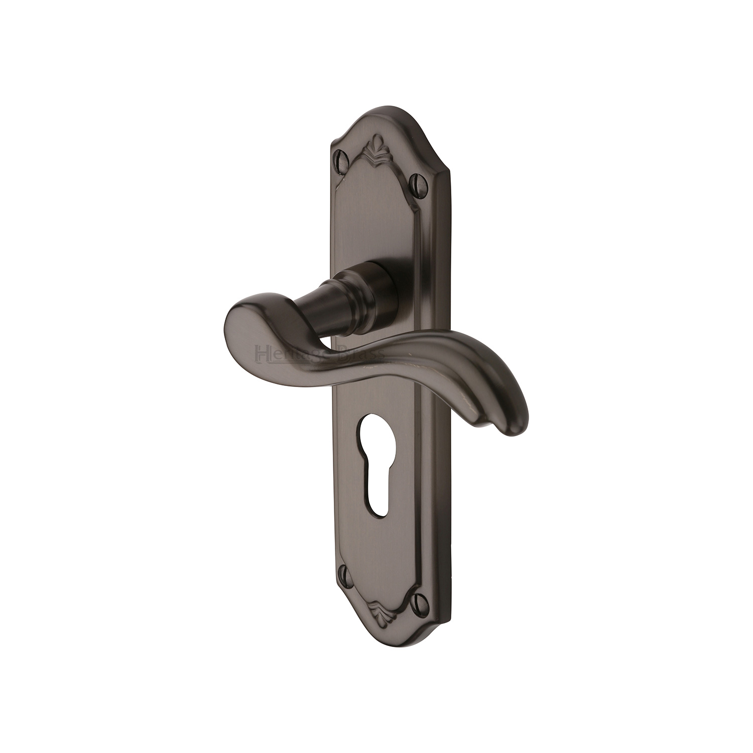 Heritage Brass Door Handle for Euro Profile Plate Lisboa Design