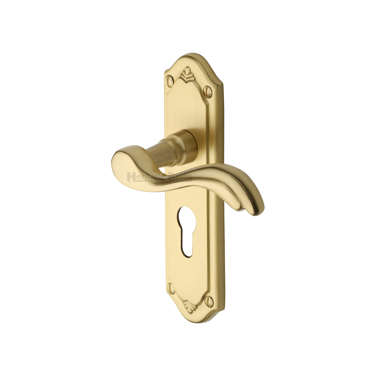 Heritage Brass Door Handle for Euro Profile Plate Lisboa Design