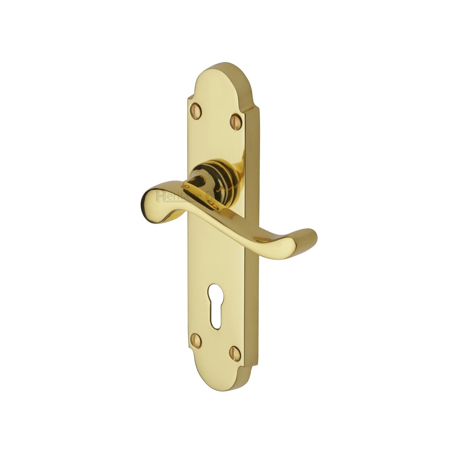 Heritage Brass Door Handle Lever Lock Savoy Design