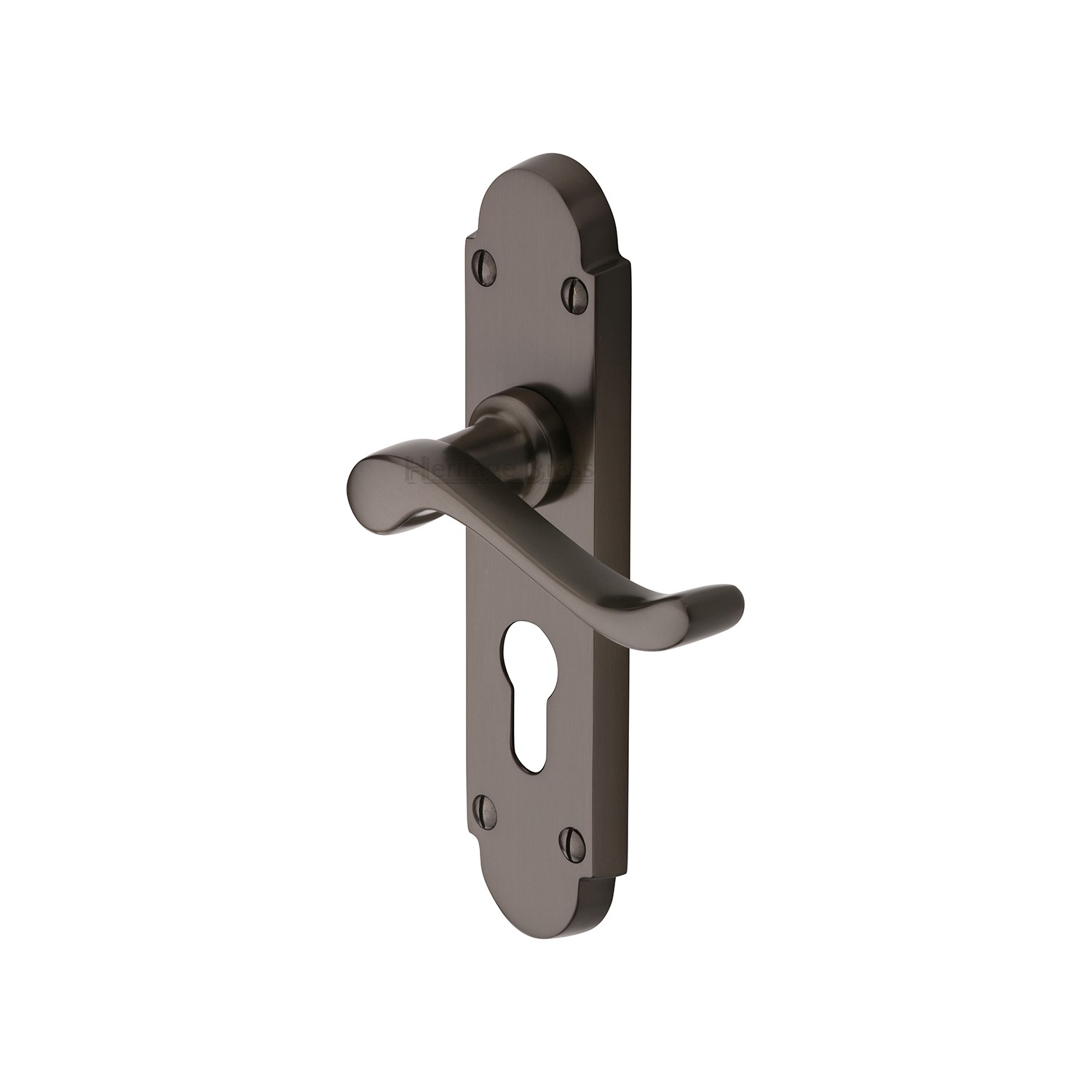 Heritage Brass Door Handle for Euro Profile Plate Savoy Design