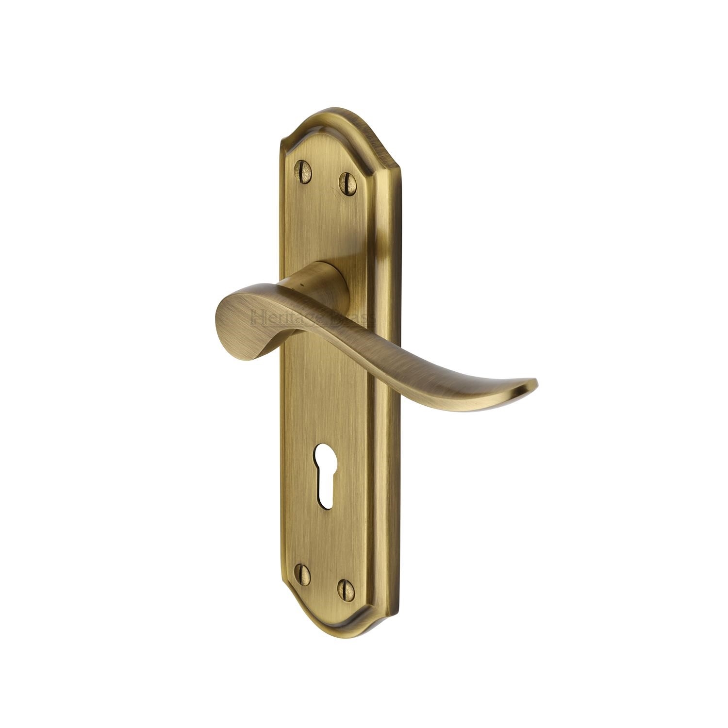 Heritage Brass Door Handle Lever Lock Sandown Design