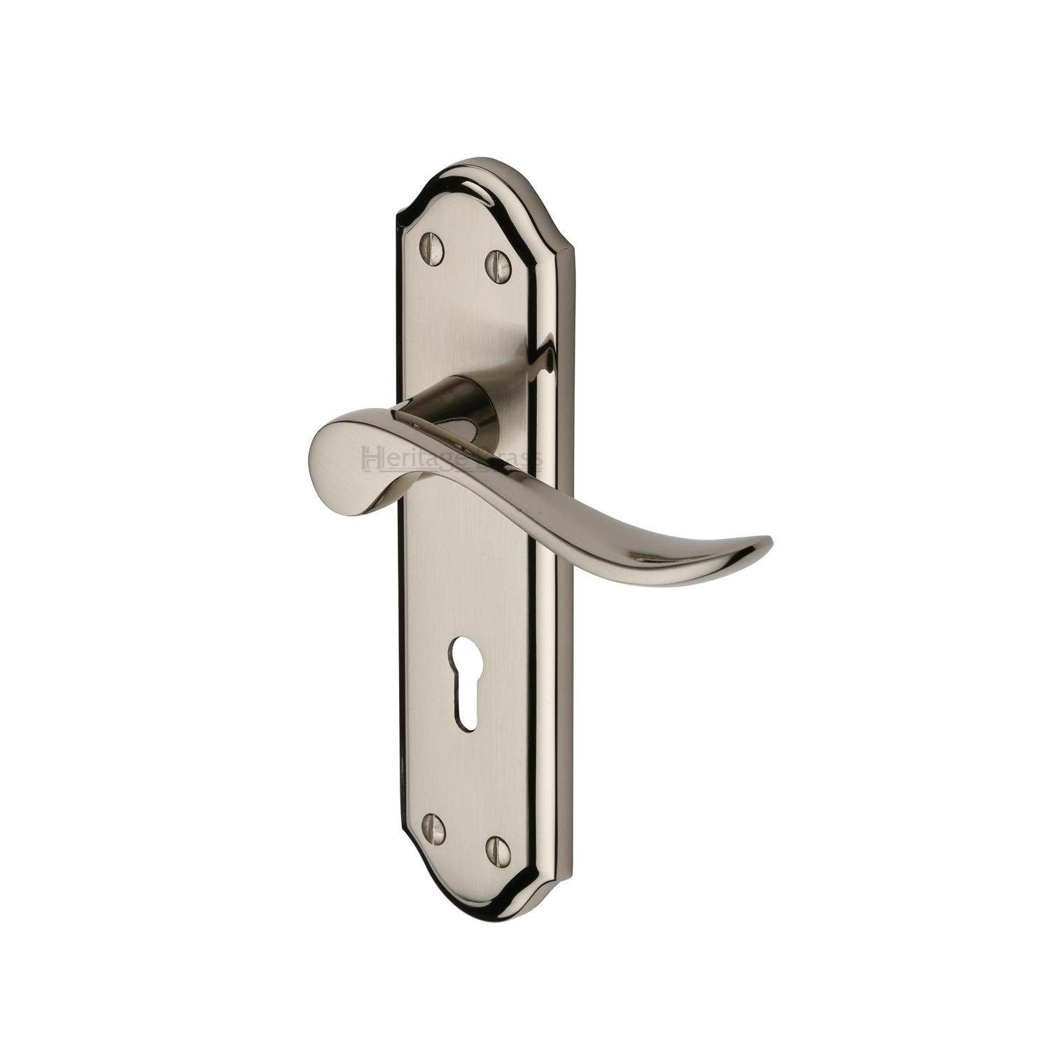 Heritage Brass Door Handle Lever Lock Sandown Design