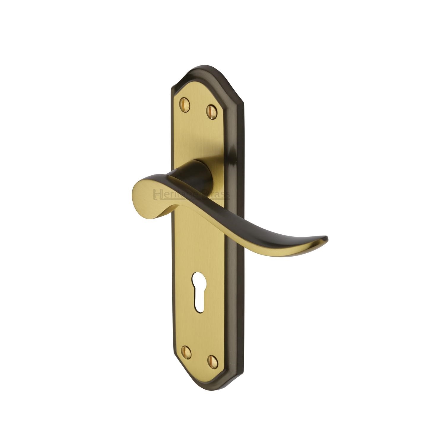 Heritage Brass Door Handle Lever Lock Sandown Design