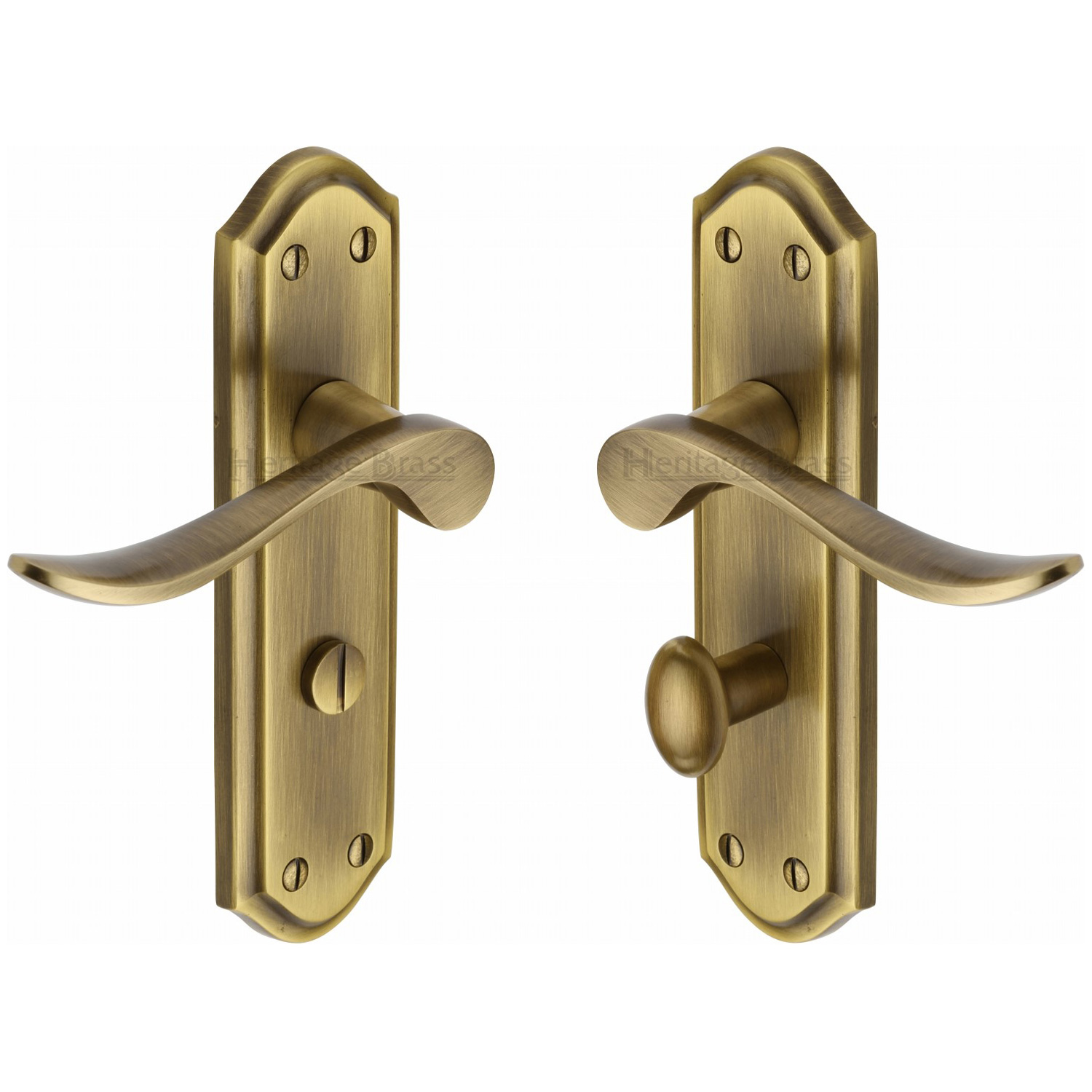 Heritage Brass Door Handle for Bathroom Sandown Design