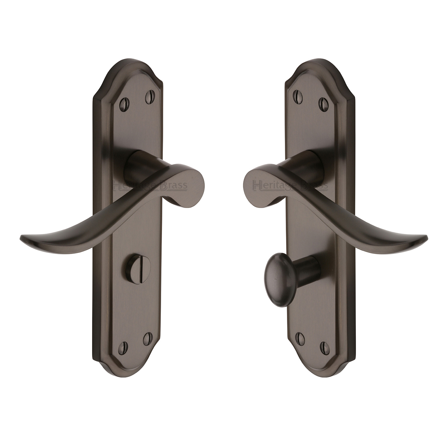 Heritage Brass Door Handle for Bathroom Sandown Design