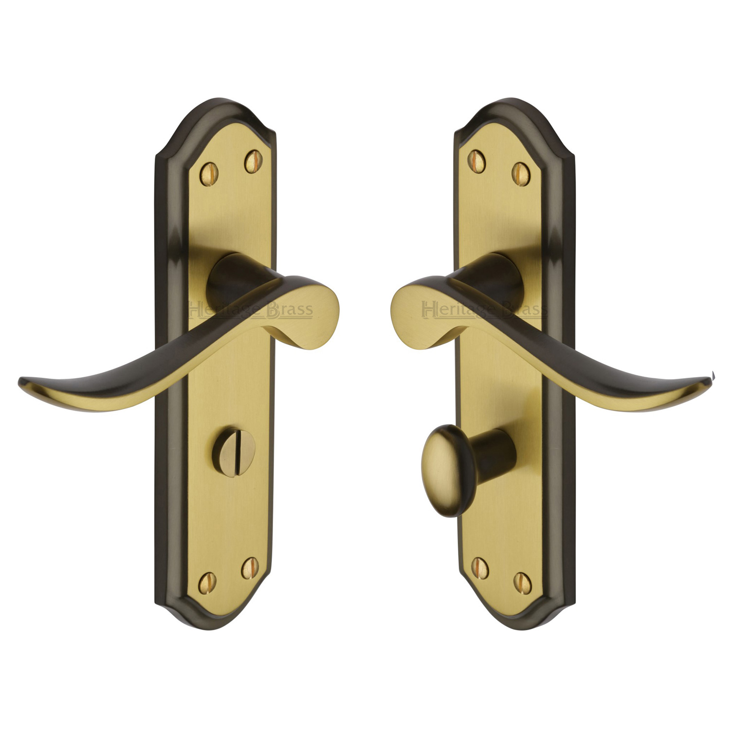 Heritage Brass Door Handle for Bathroom Sandown Design