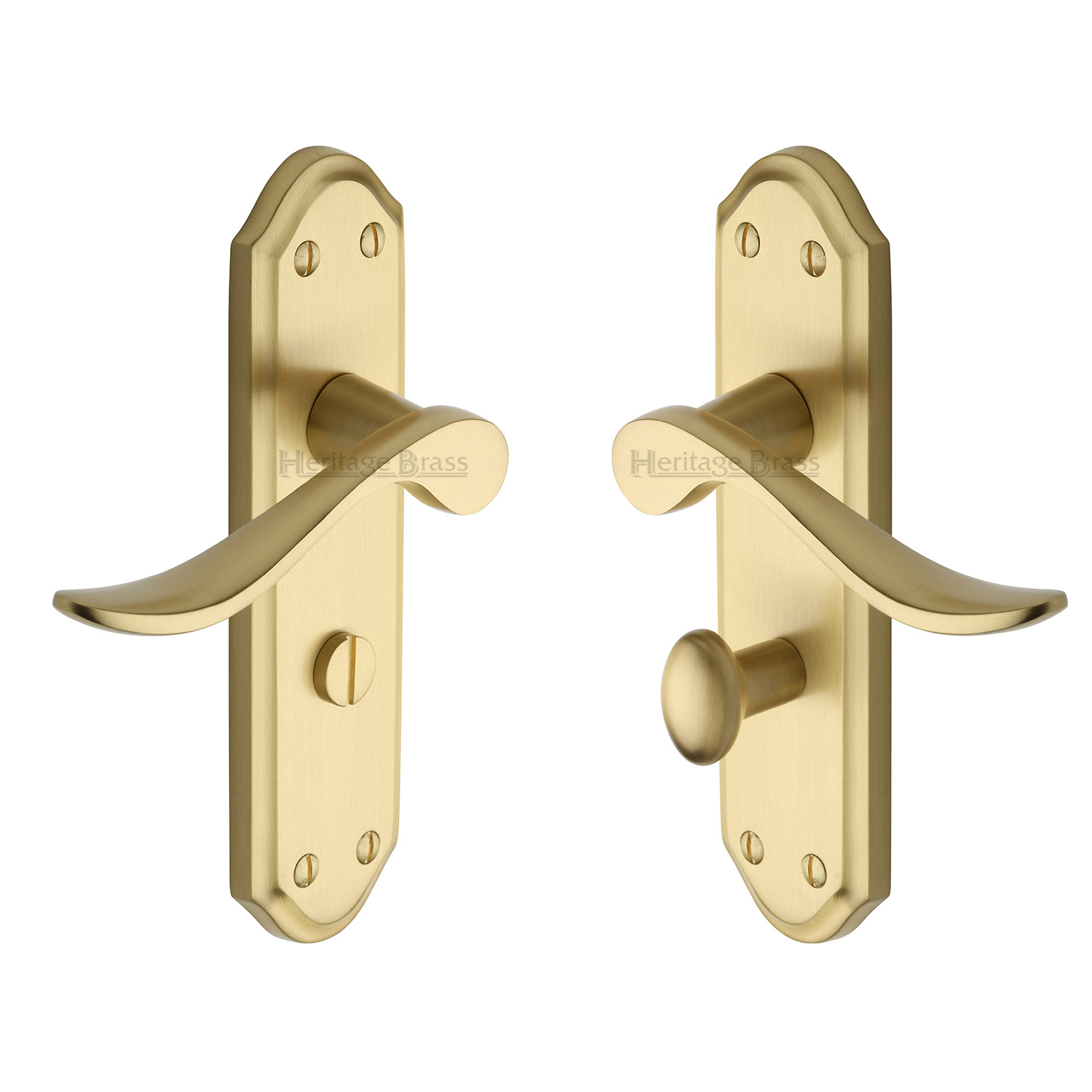 Heritage Brass Door Handle for Bathroom Sandown Design