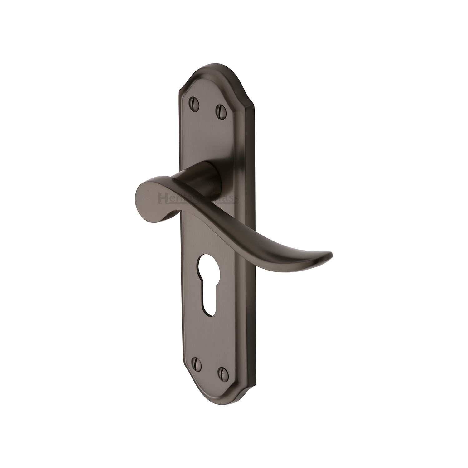 Heritage Brass Door Handle for Euro Profile Plate Sandown Design