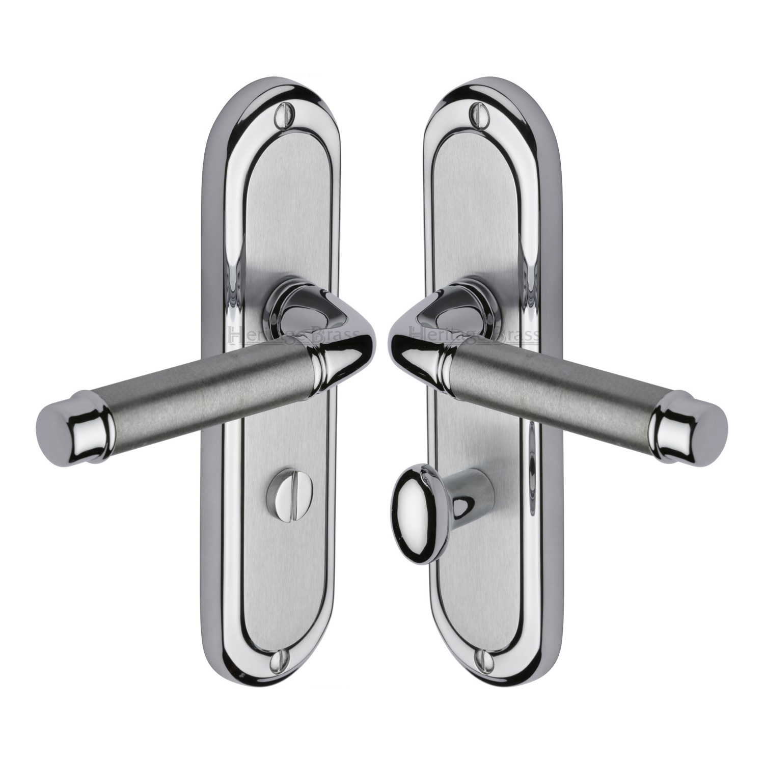 Heritage Brass Door Handle for Bathroom Saturn Design