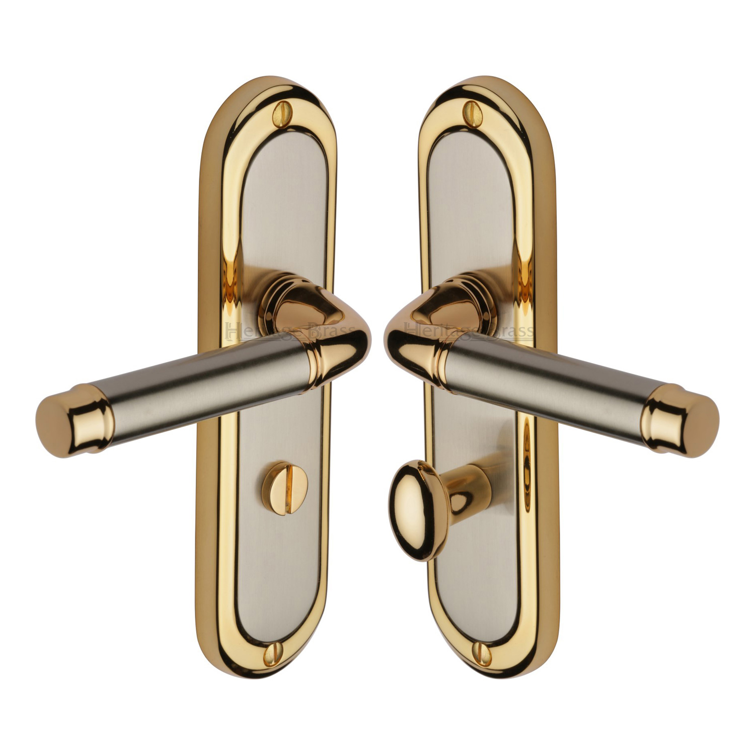 Heritage Brass Door Handle for Bathroom Saturn Design